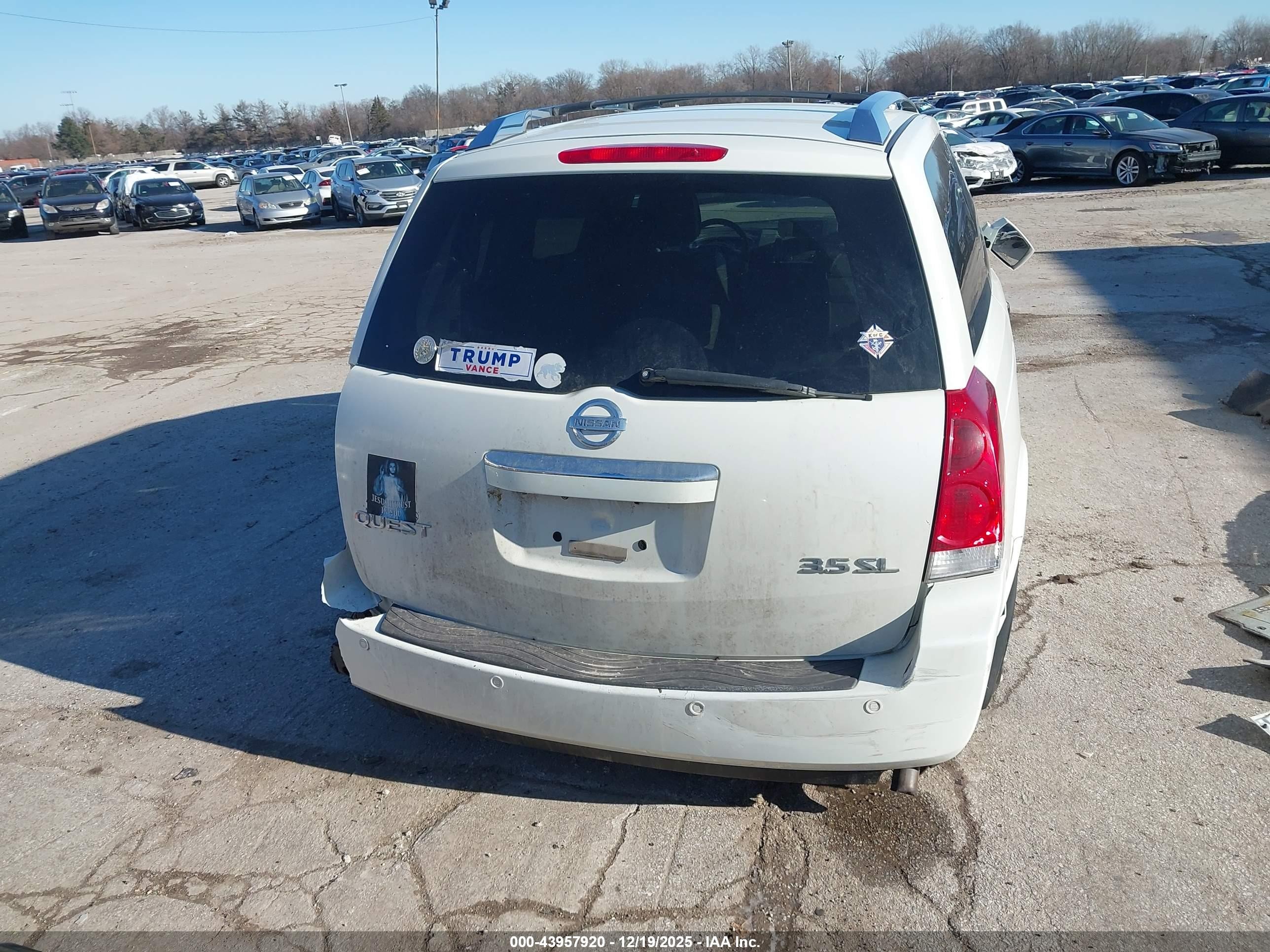 2009 Nissan Quest 3.5 Sl White vin: 5N1BV28U49N105214