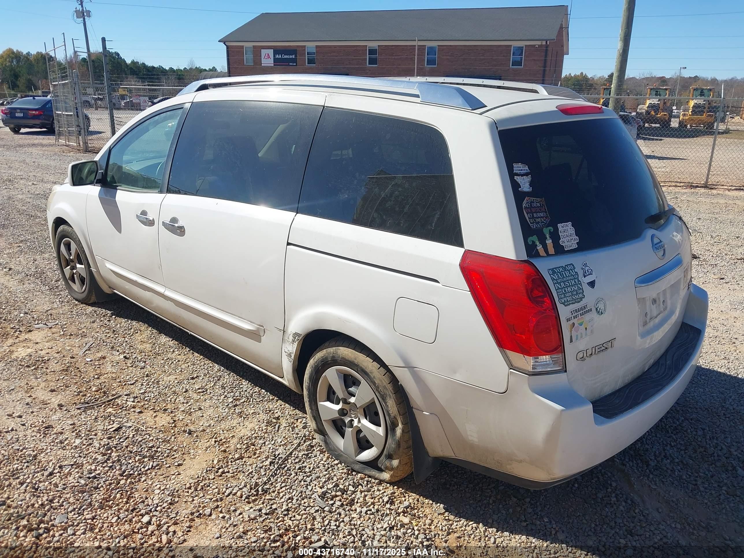 2009 Nissan Quest 3.5 S White vin: 5N1BV28U59N107067