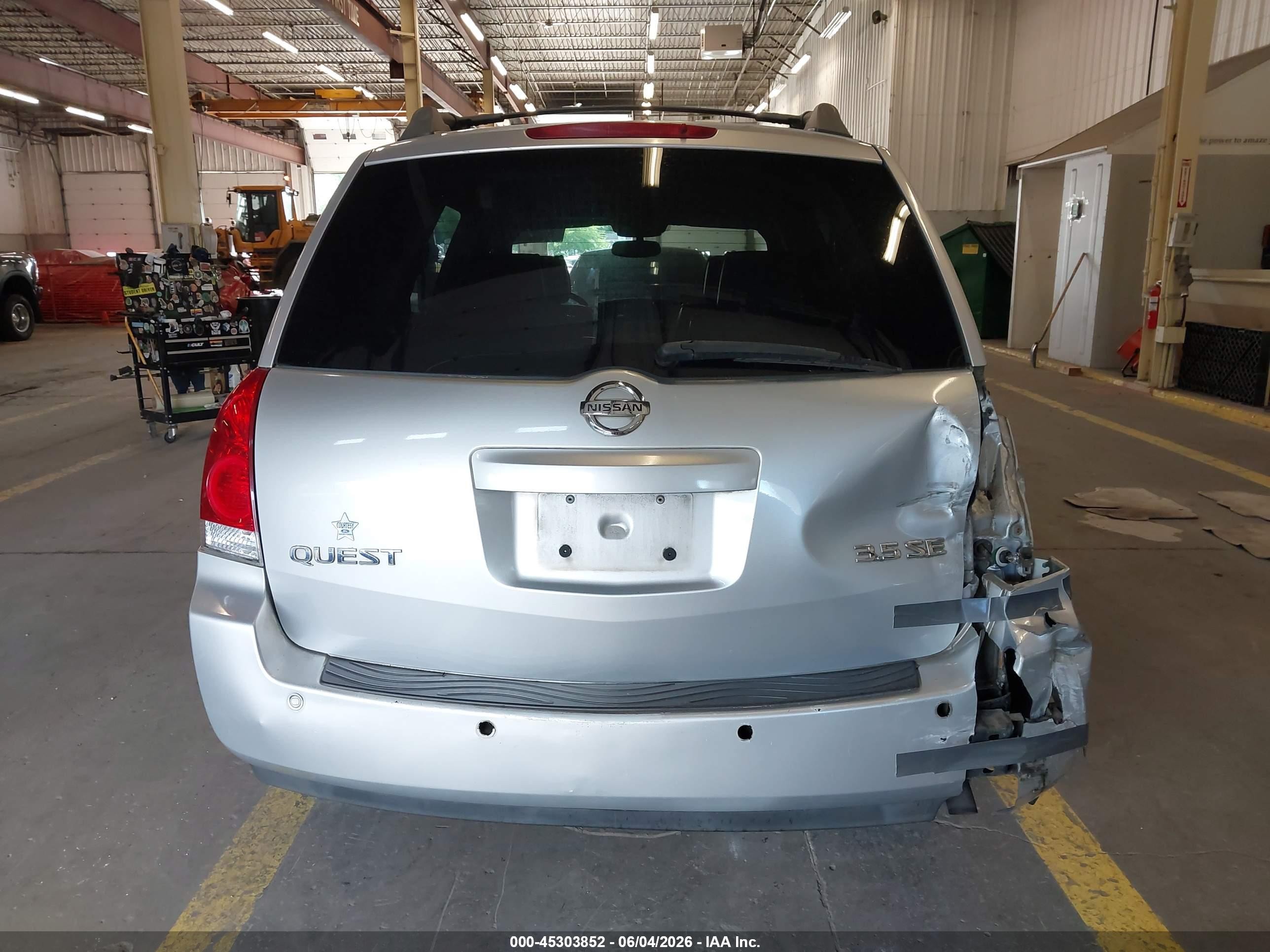 2004 Nissan Quest 3.5 Se Gray vin: 5N1BV28U64N344756