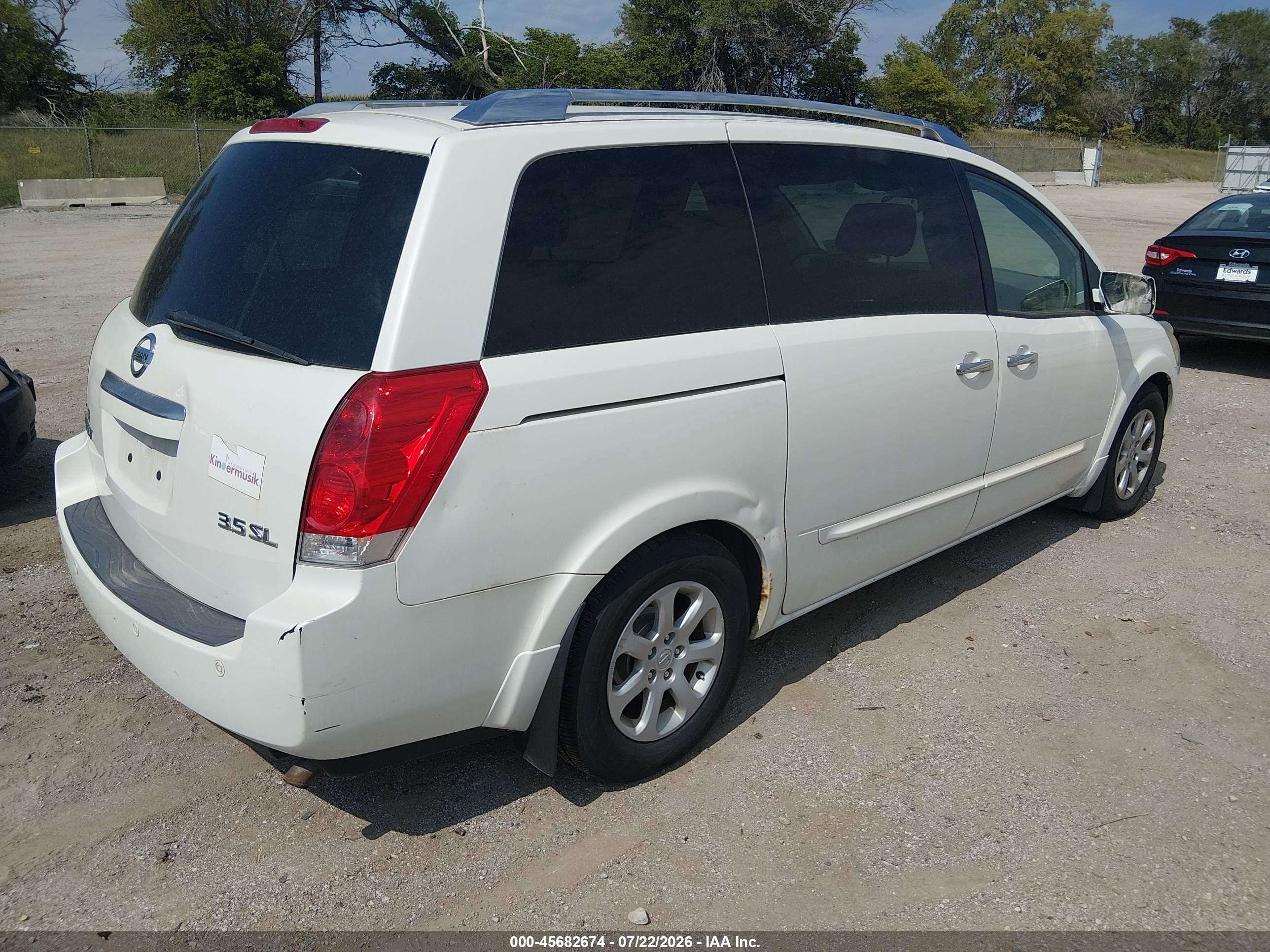 2007 Nissan Quest 3.5 Sl White vin: 5N1BV28U67N132959