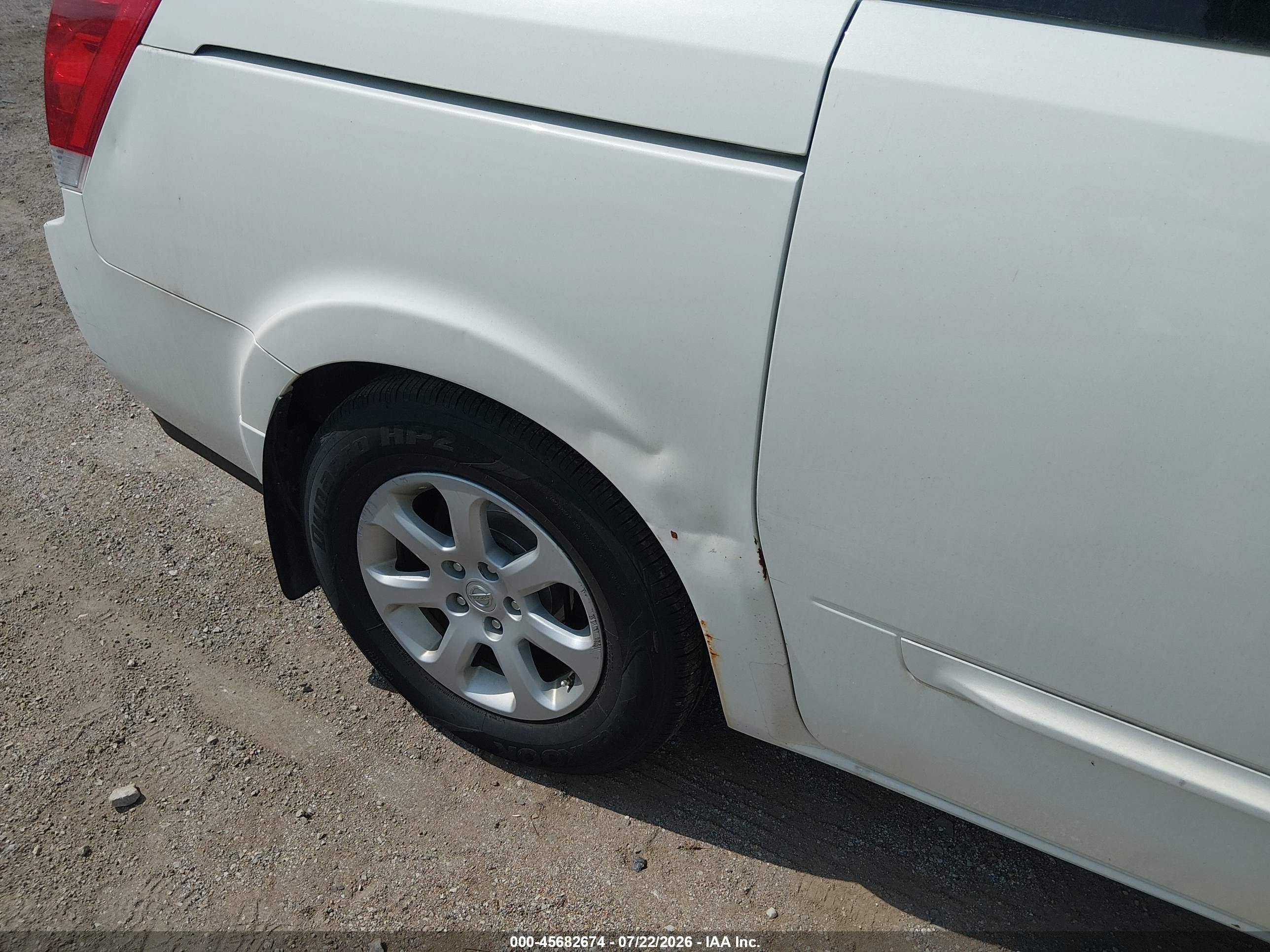 2007 Nissan Quest 3.5 Sl White vin: 5N1BV28U67N132959