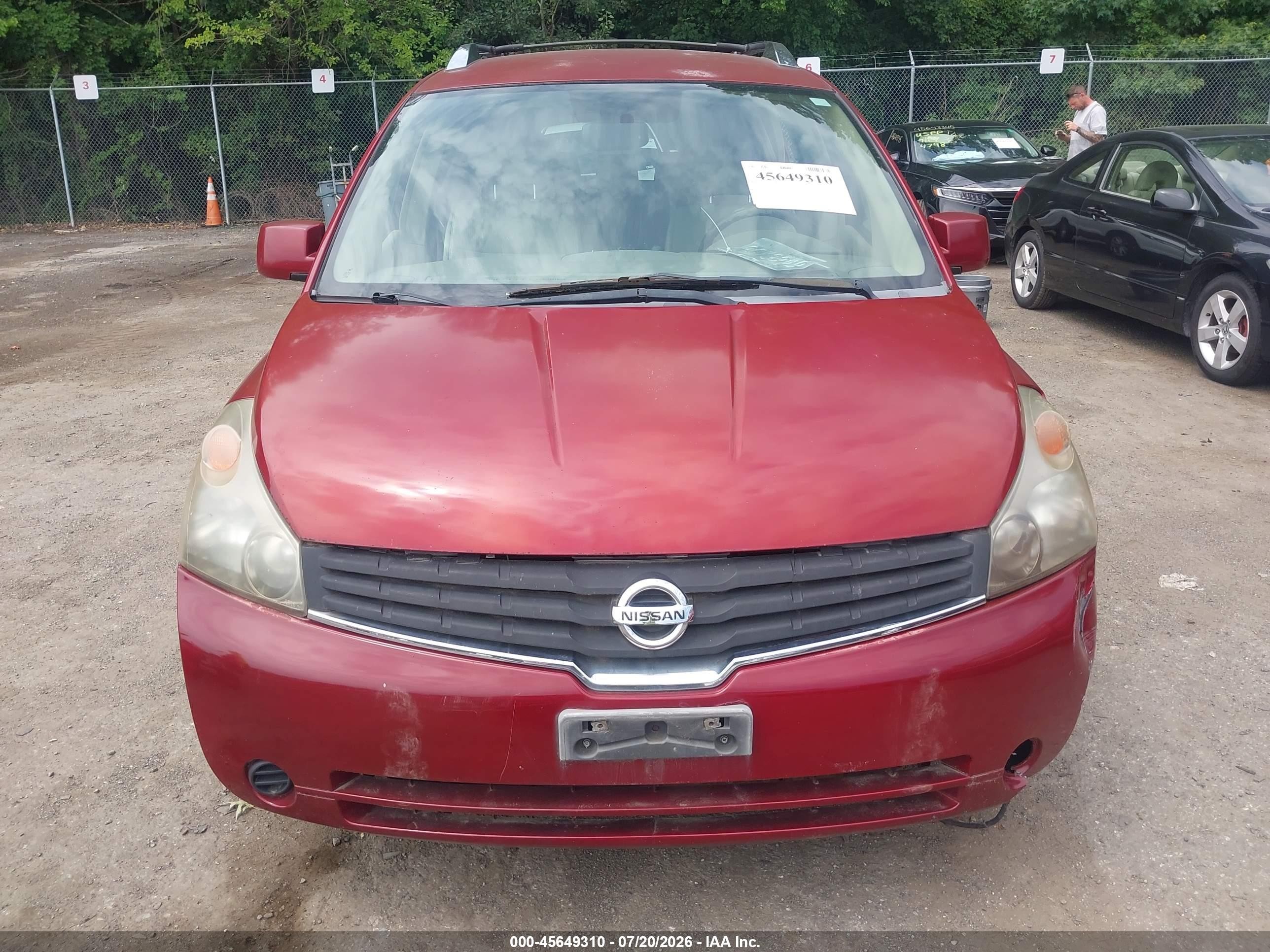 2007 Nissan Quest 3.5 S Red vin: 5N1BV28U77N136051