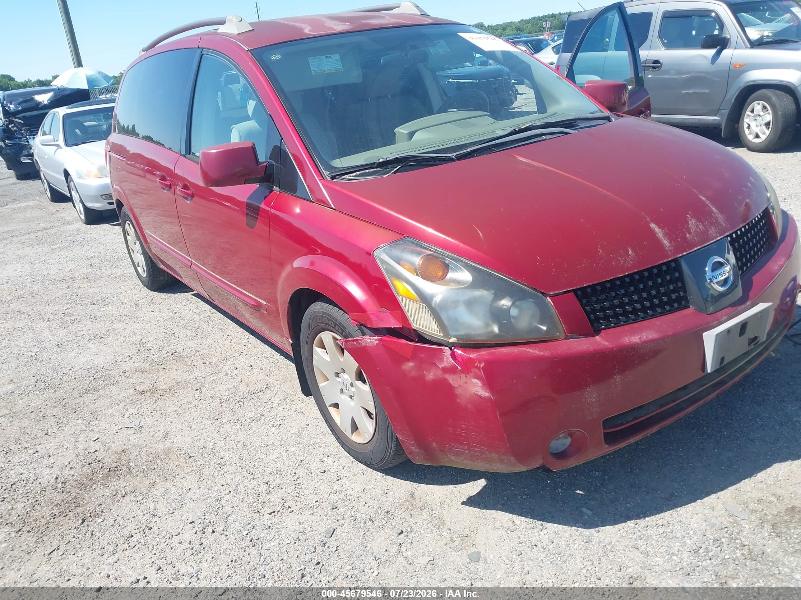 2005 Nissan Quest 3.5 Red vin: 5N1BV28U85N133866