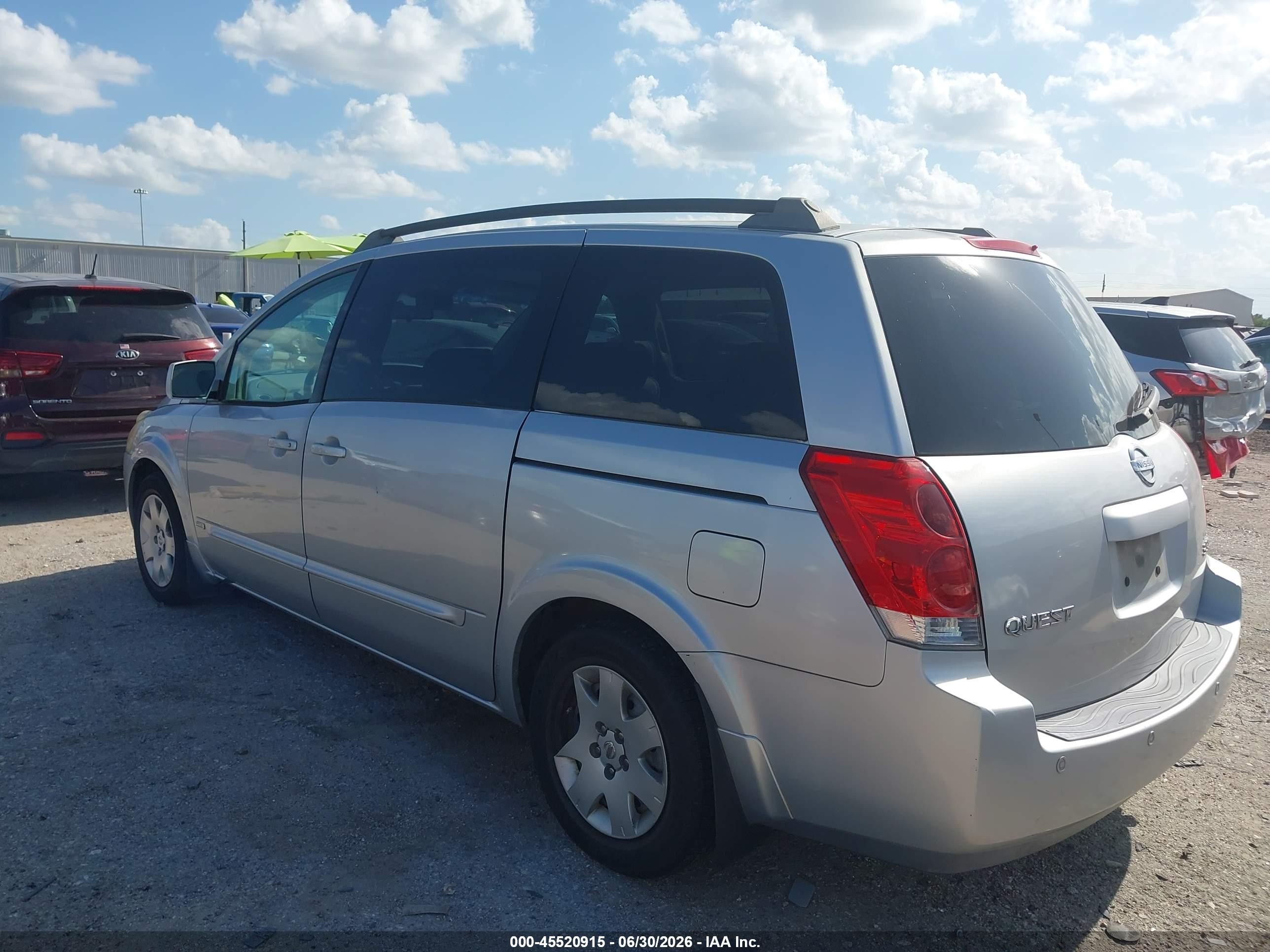2006 Nissan Quest 3.5 S Silver vin: 5N1BV28U86N111836
