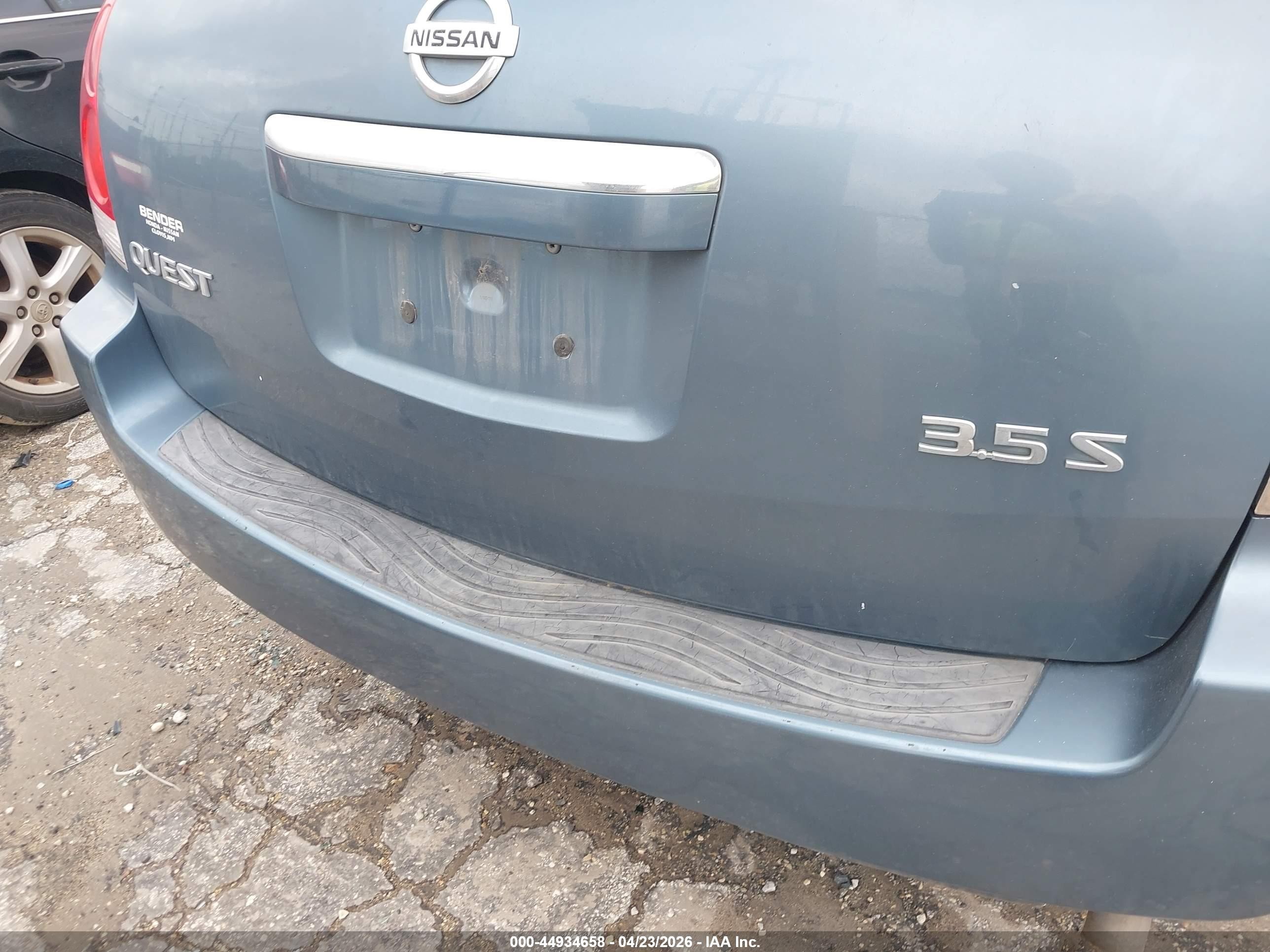 2009 Nissan Quest 3.5 S Blue vin: 5N1BV28U89N105779