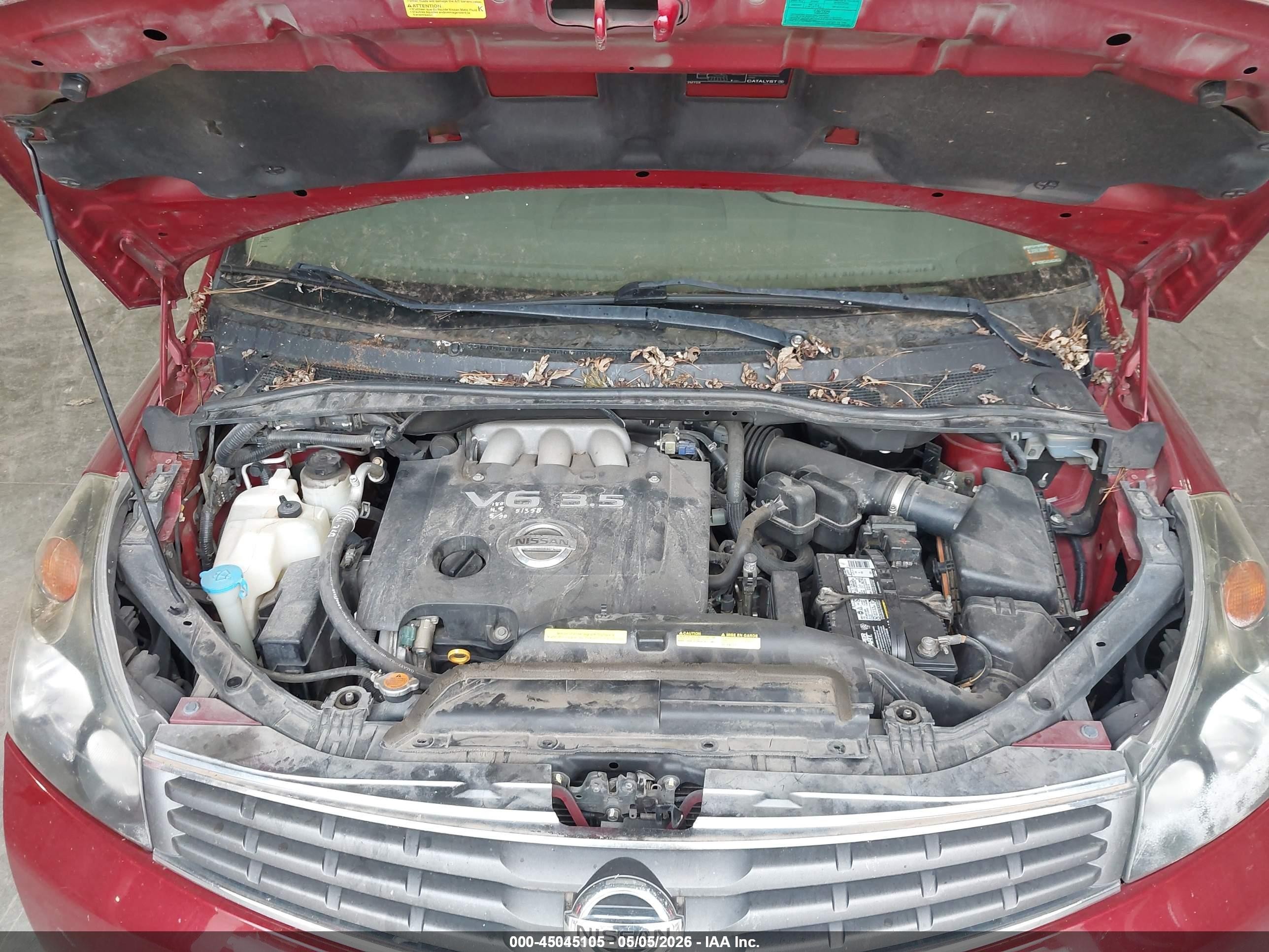 2007 Nissan Quest 3.5 Red vin: 5N1BV28U97N119543
