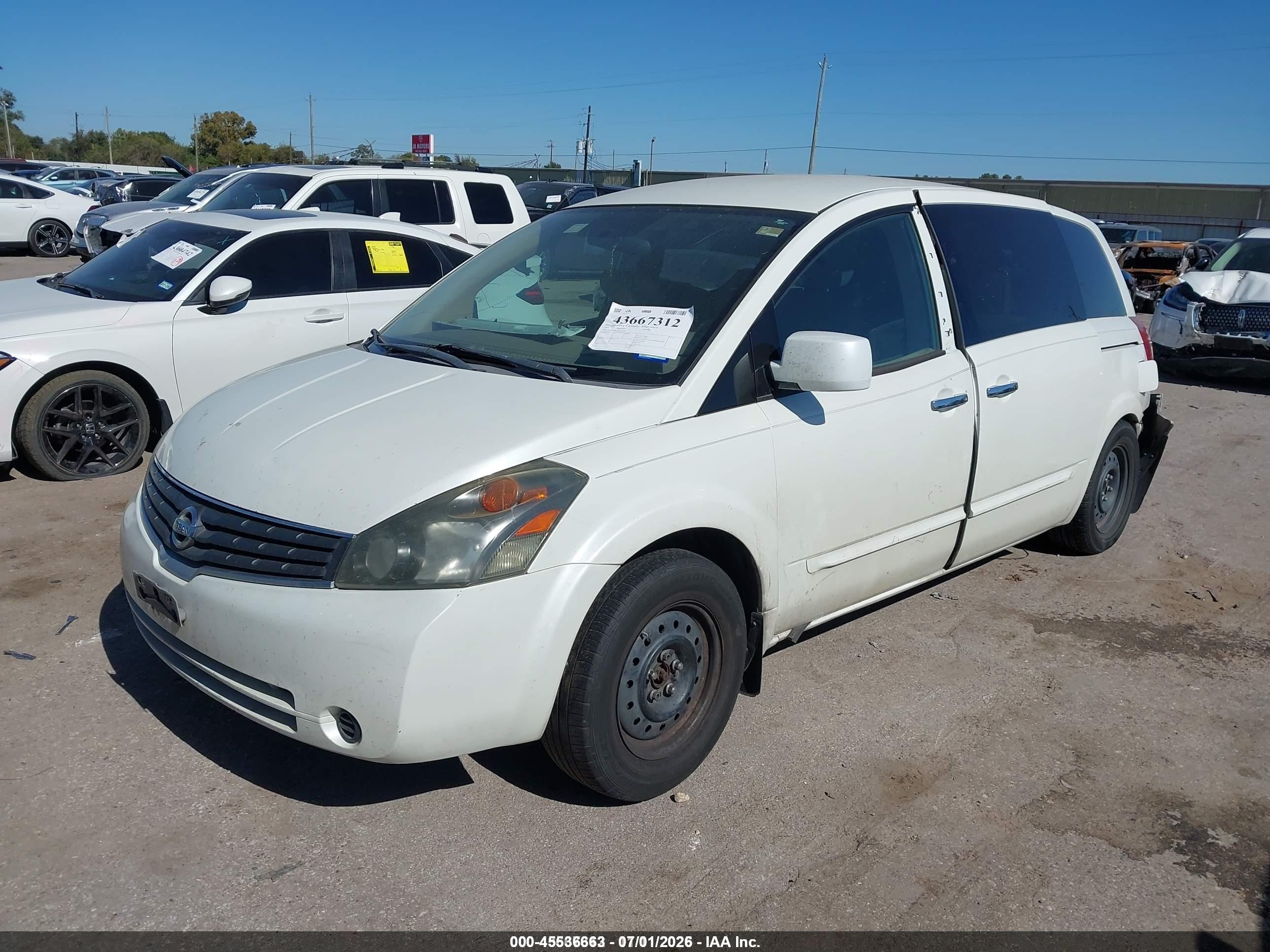 2007 Nissan Quest 3.5 Белый vin: 5N1BV28U97N143129