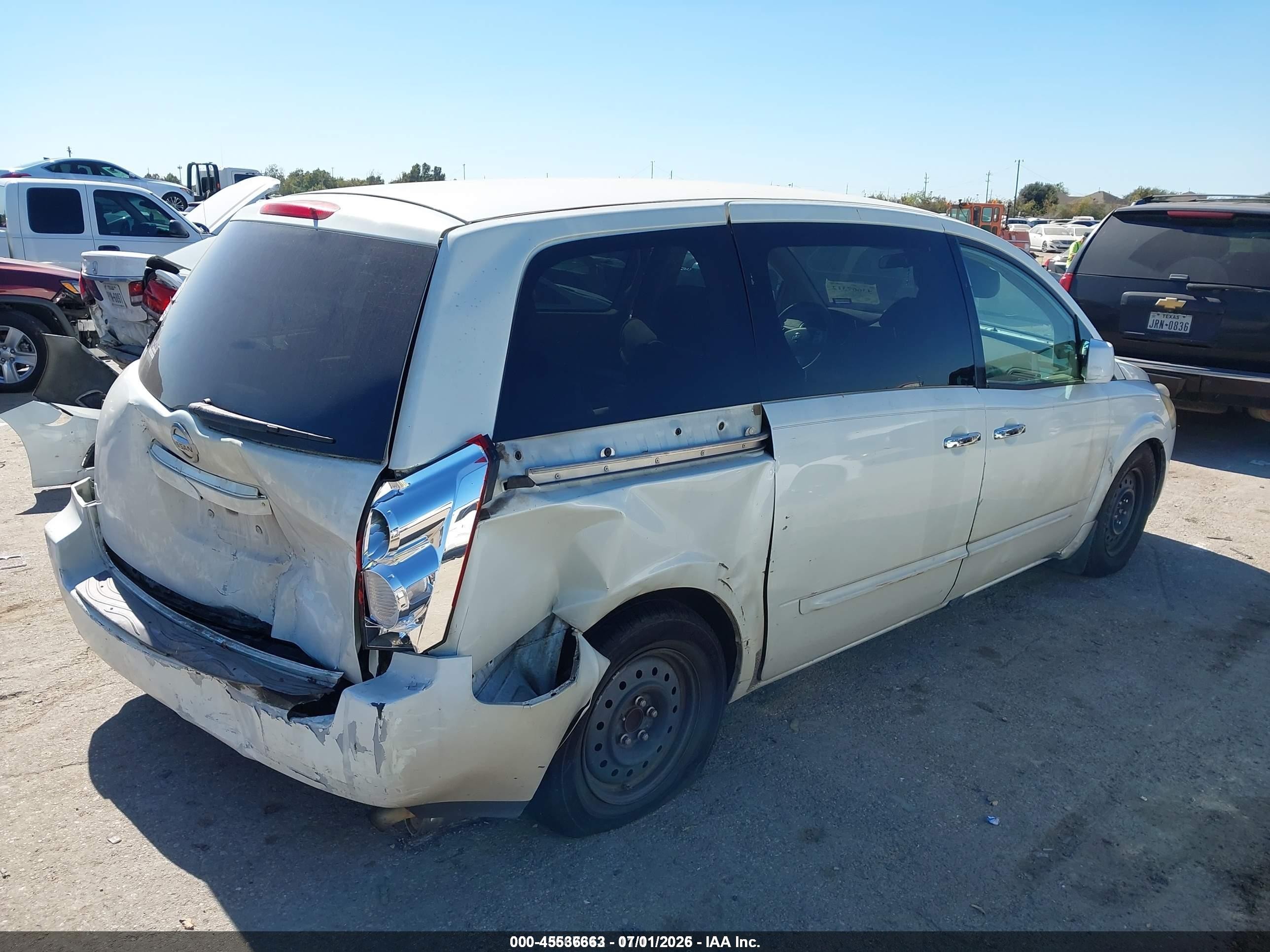 2007 Nissan Quest 3.5 Белый vin: 5N1BV28U97N143129