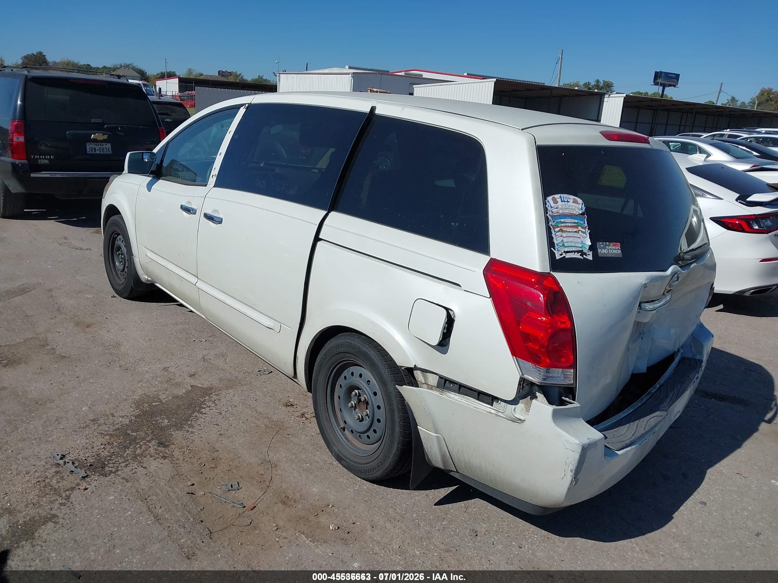 2007 Nissan Quest 3.5 Белый vin: 5N1BV28U97N143129