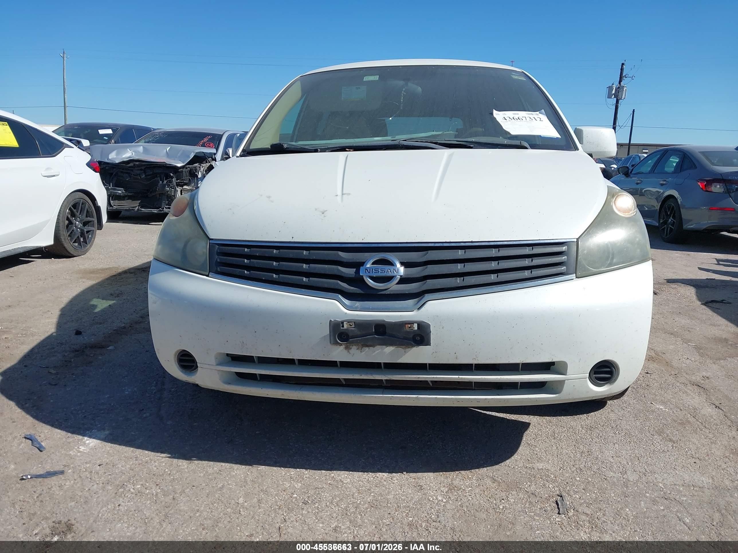 2007 Nissan Quest 3.5 Белый vin: 5N1BV28U97N143129