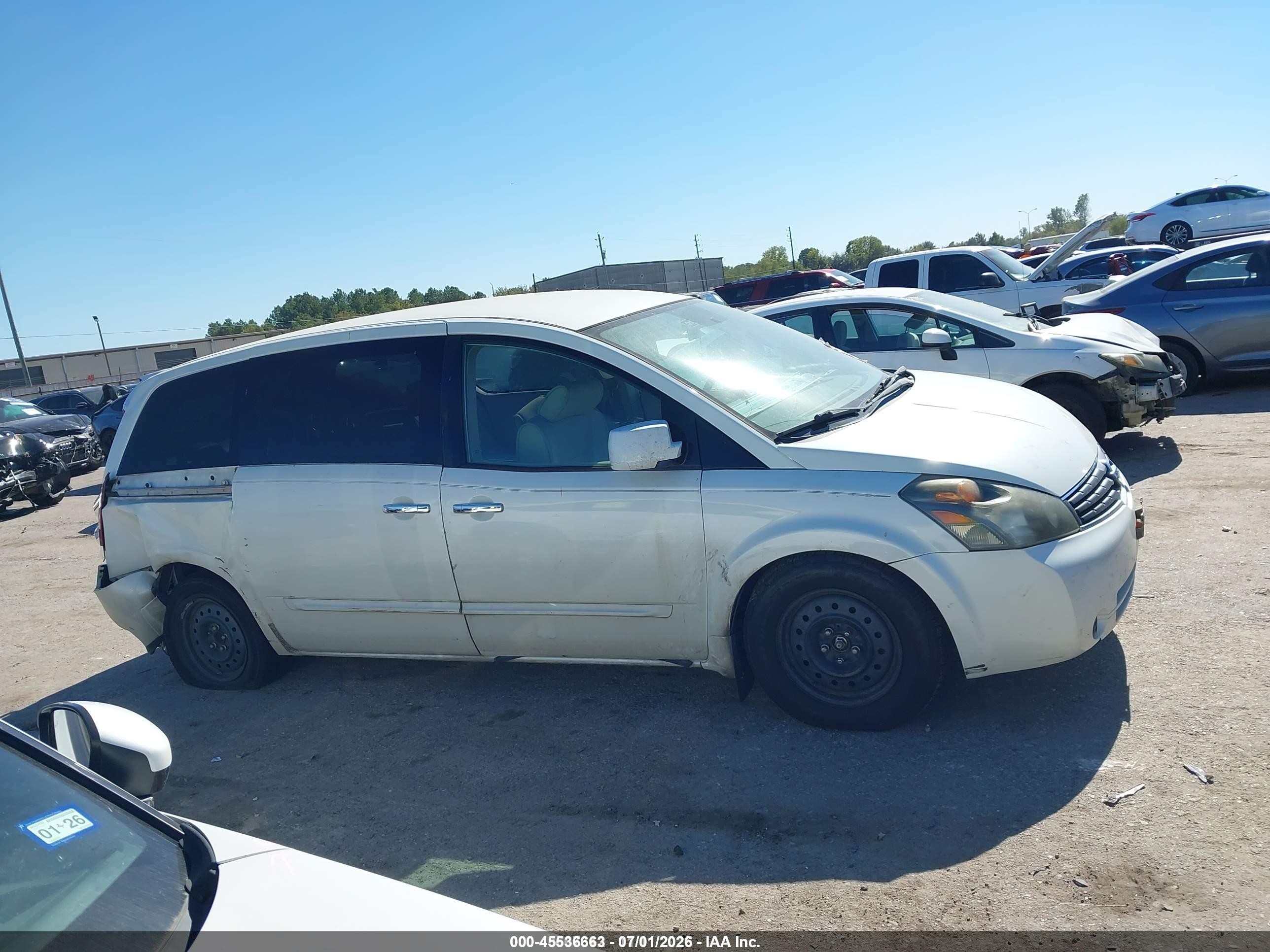 2007 Nissan Quest 3.5 Белый vin: 5N1BV28U97N143129
