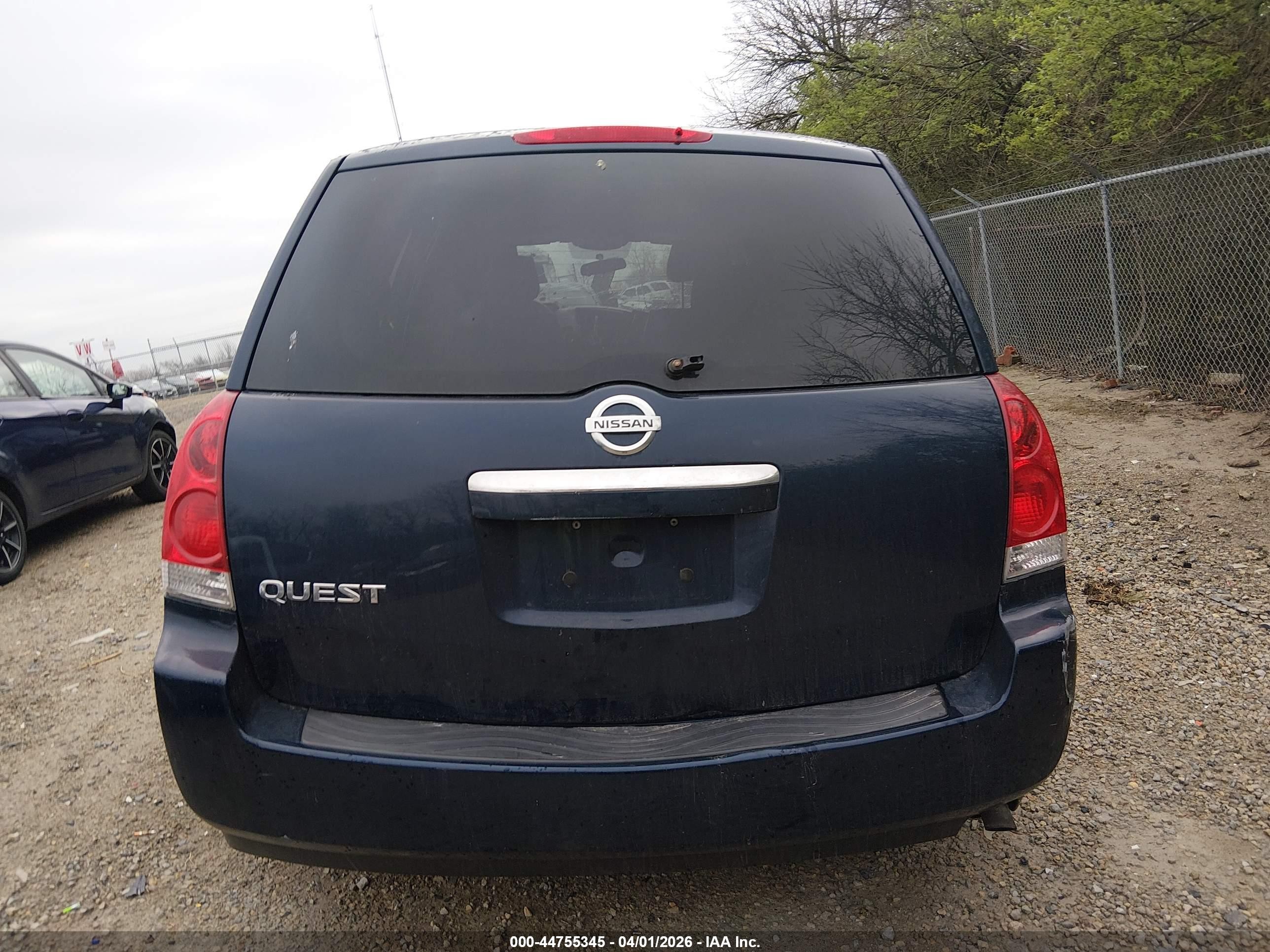 2008 Nissan Quest 3.5 Blue vin: 5N1BV28U98N114716