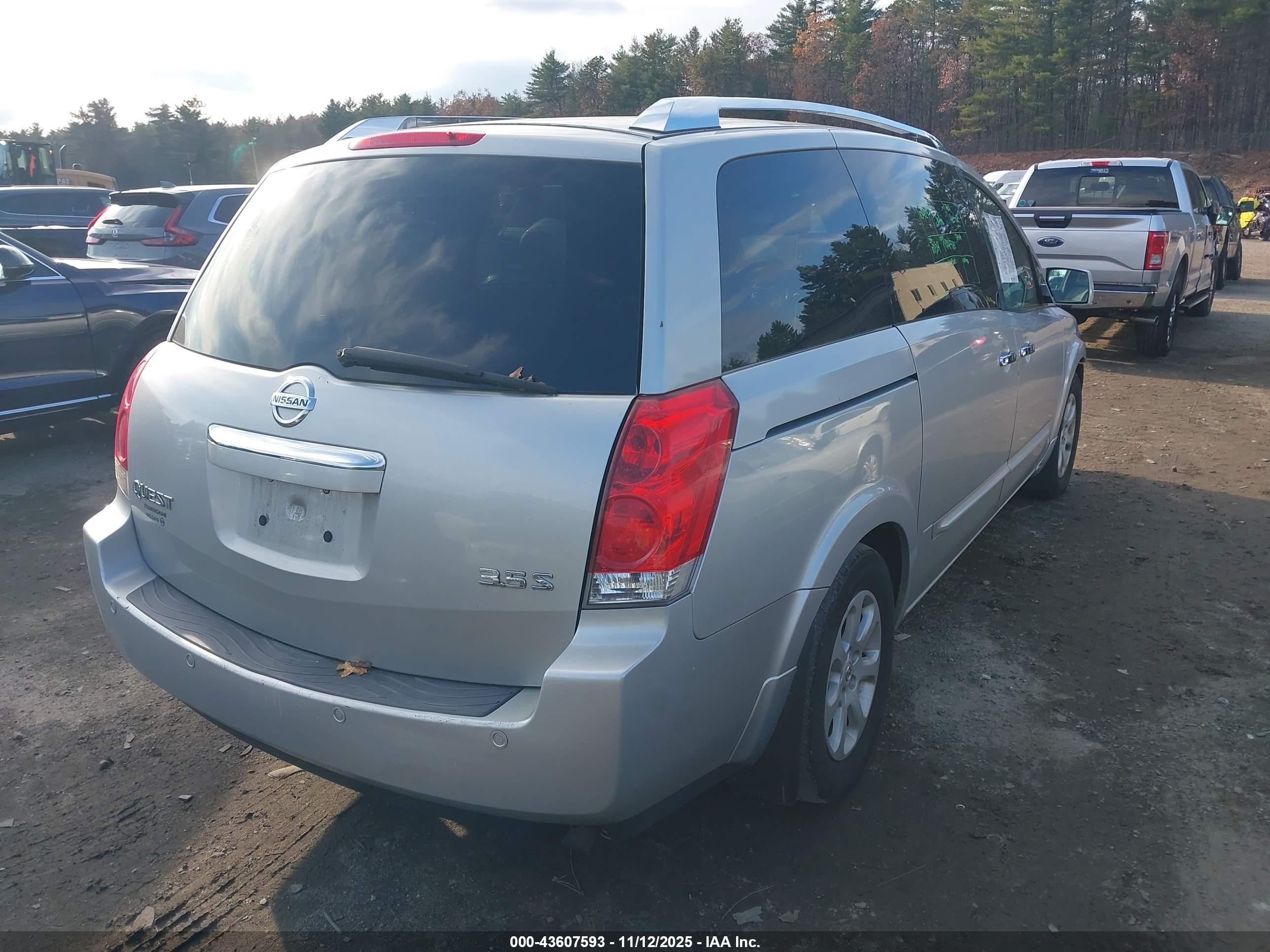 2008 Nissan Quest 3.5 S Серебряный vin: 5N1BV28UX8N119939