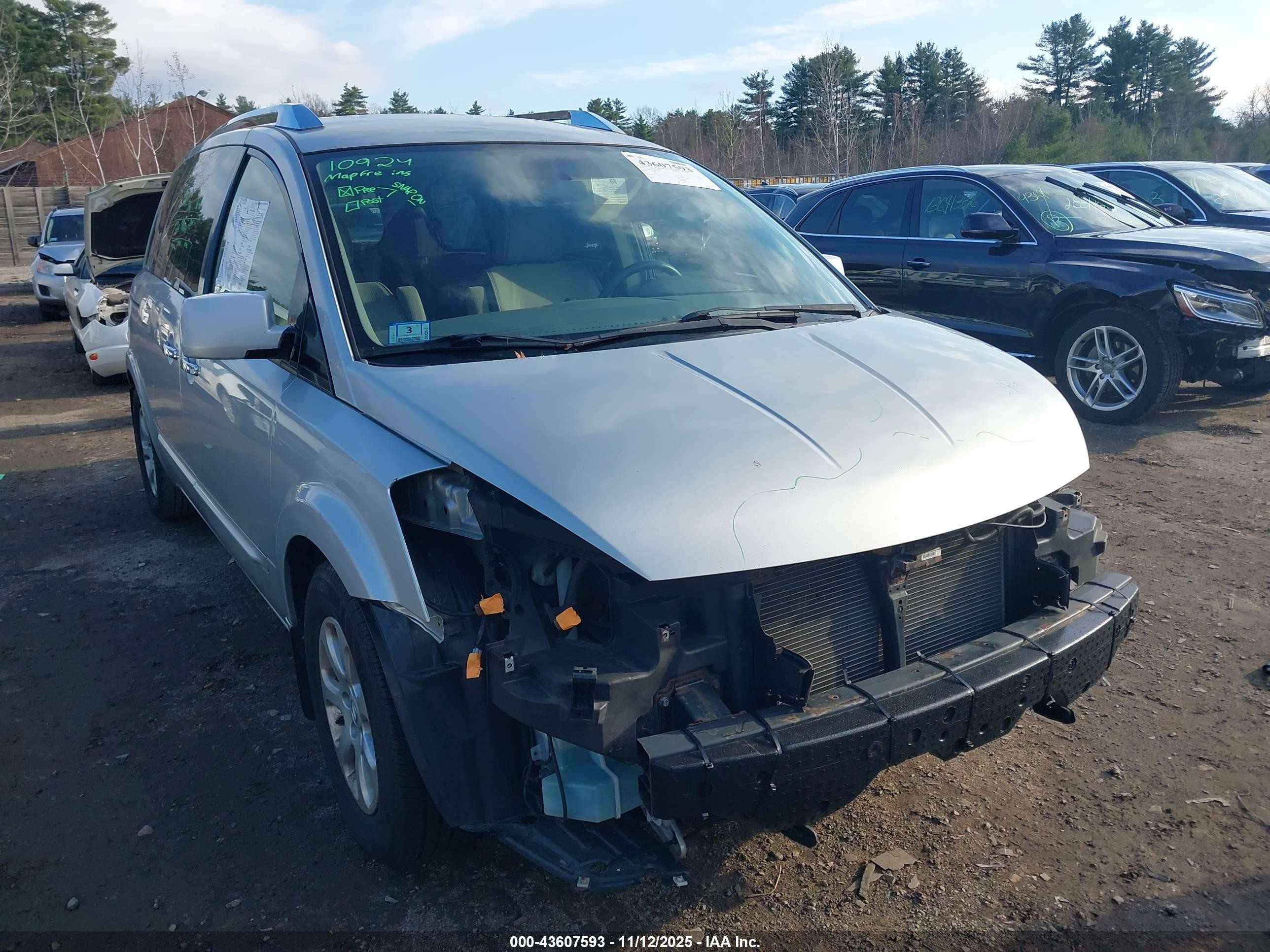 2008 Nissan Quest 3.5 S Серебряный vin: 5N1BV28UX8N119939