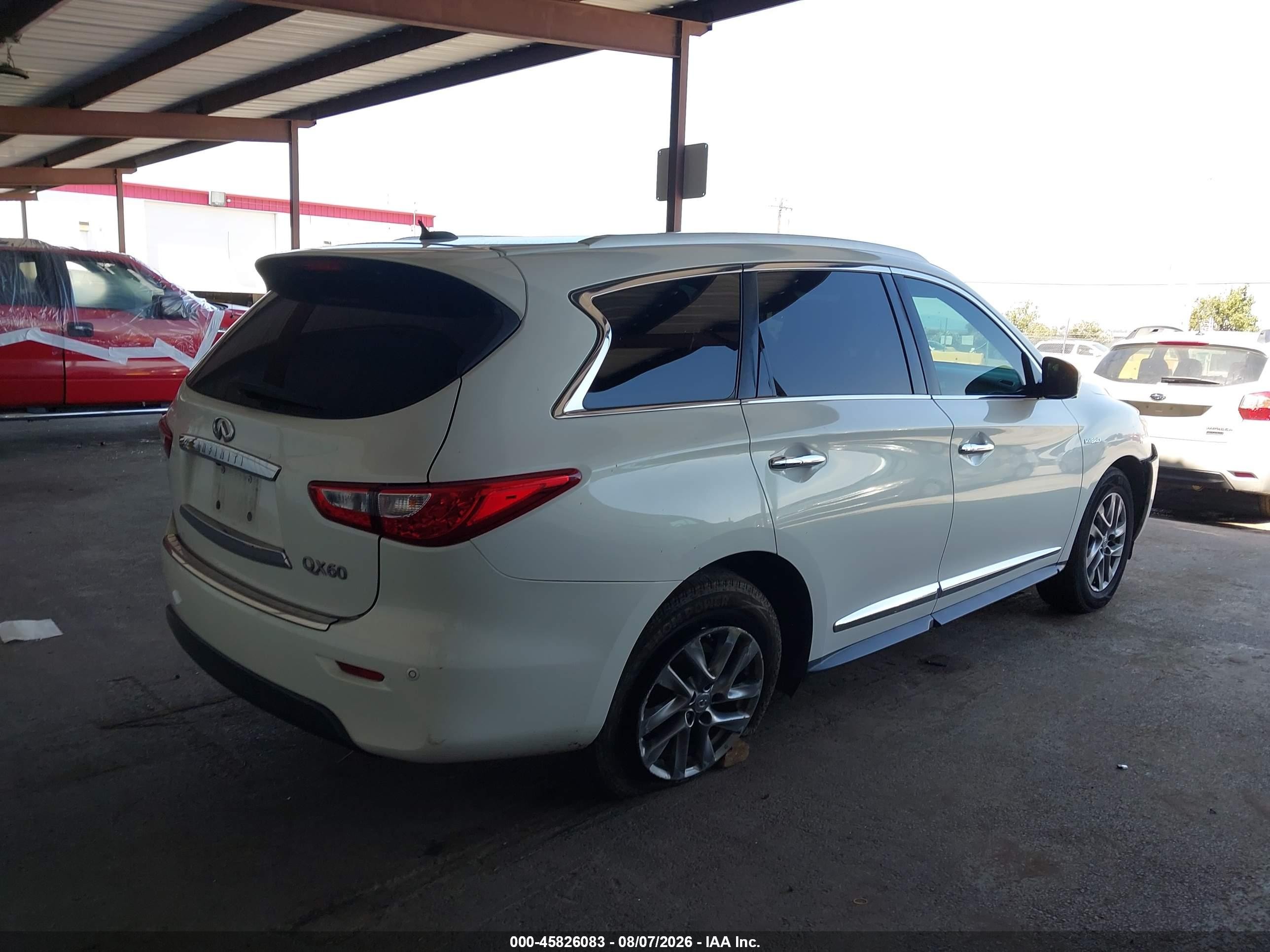 2014 Infiniti Qx60 Hybrid   White vin: 5N1CL0MM4EC525145