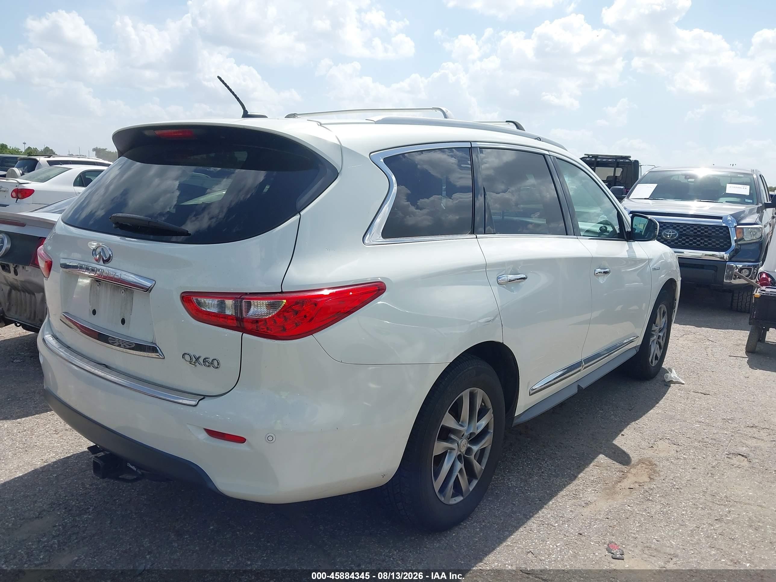 2014 Infiniti Qx60 Hybrid   White vin: 5N1CL0MM9EC545214