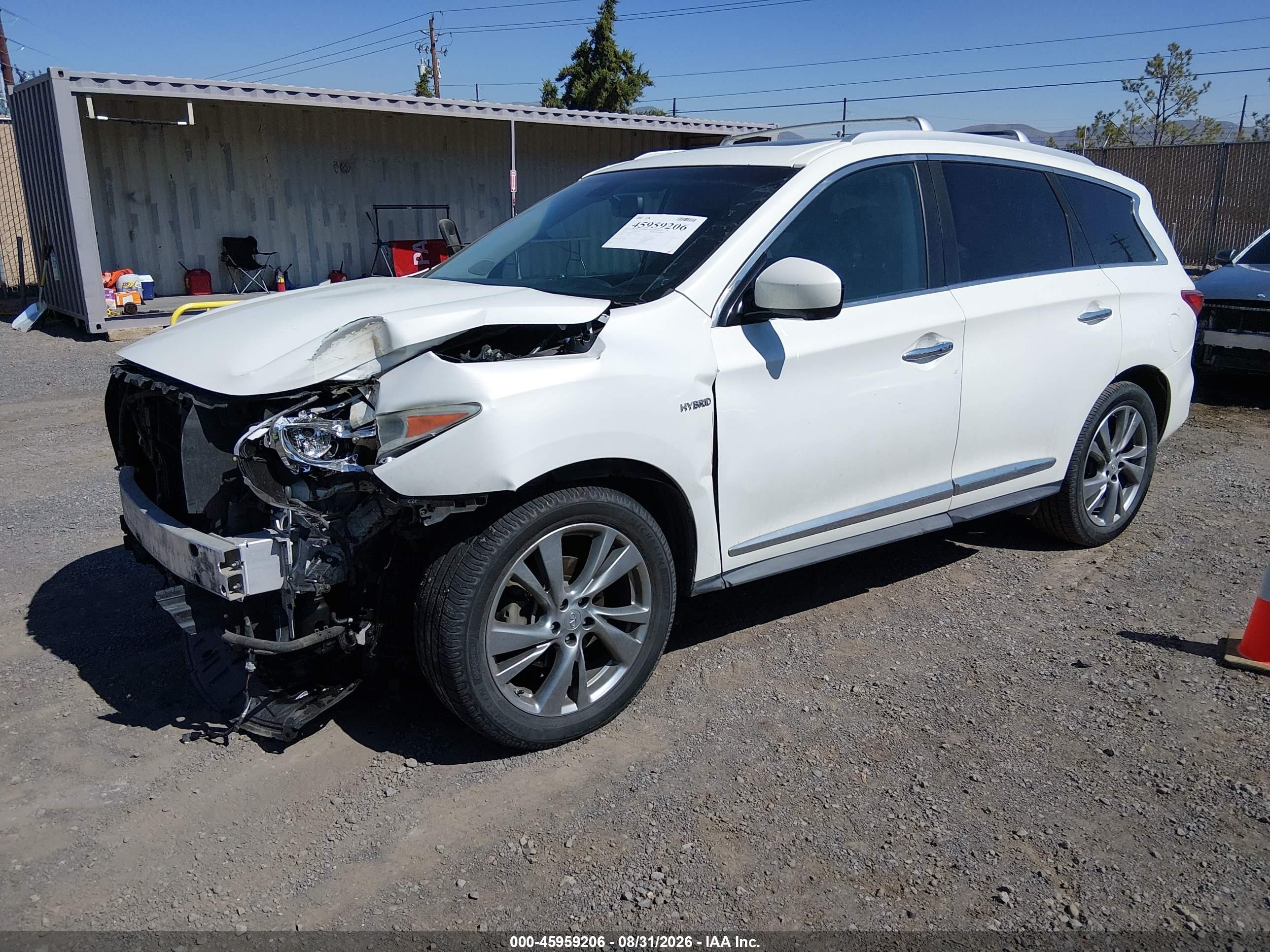 2014 Infiniti Qx60 Hybrid   White vin: 5N1CL0MM9EC545570