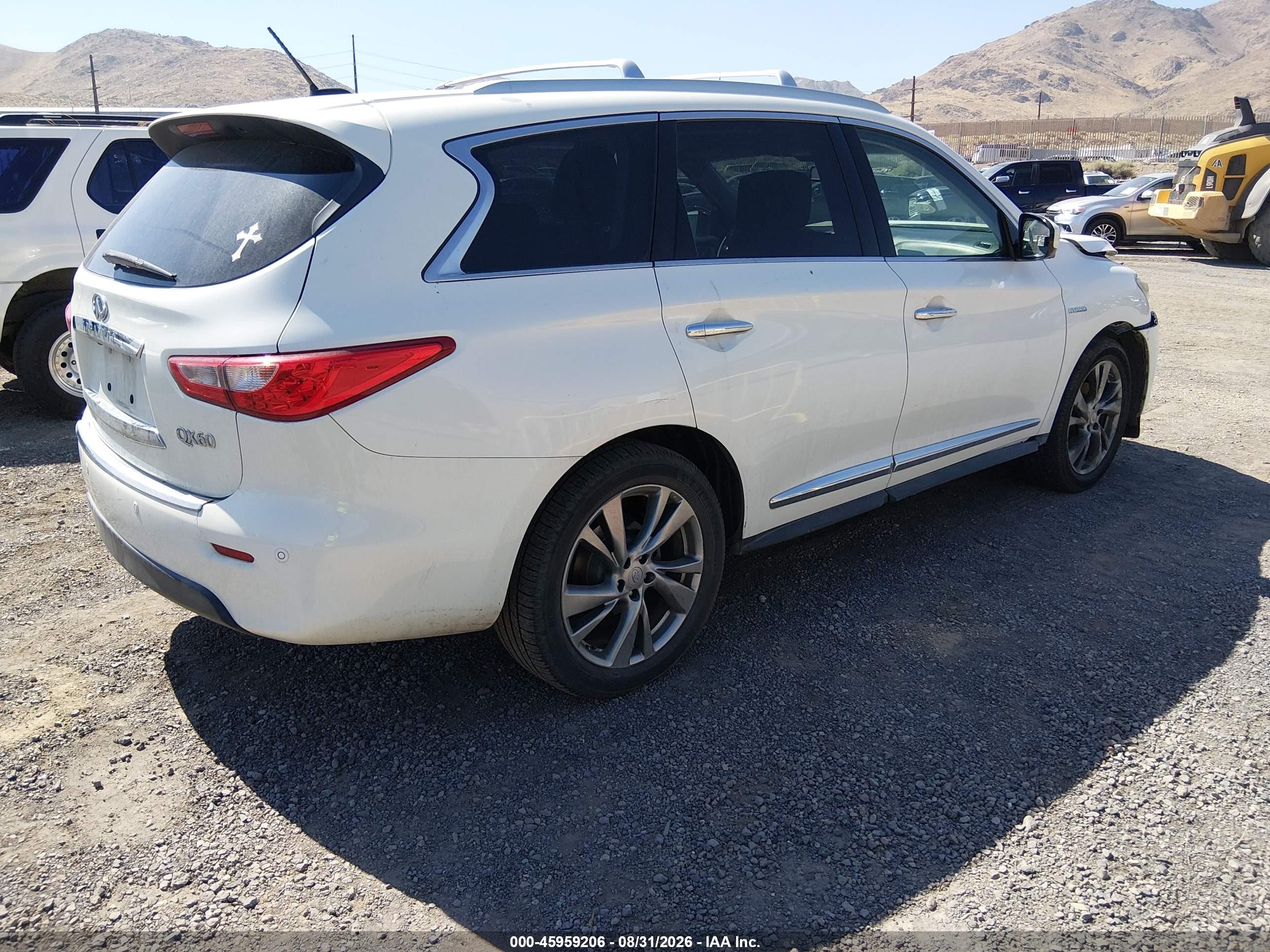 2014 Infiniti Qx60 Hybrid   White vin: 5N1CL0MM9EC545570