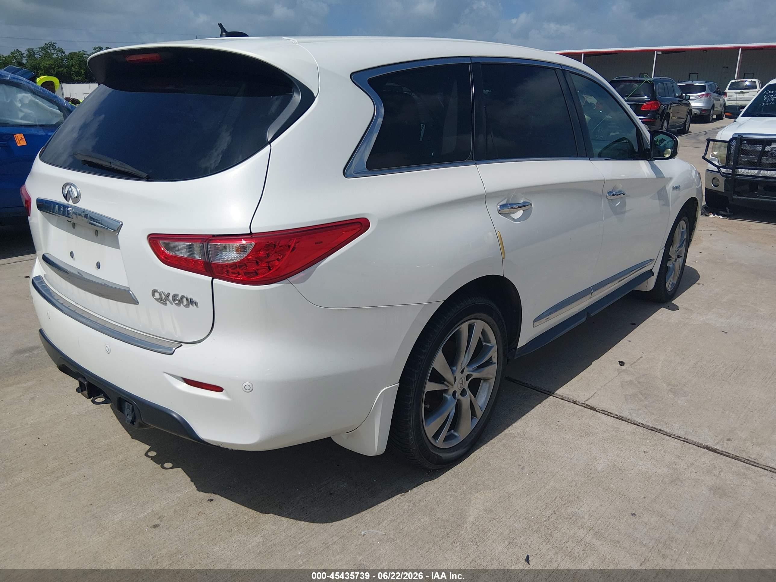 2014 Infiniti Qx60 Hybrid   White vin: 5N1CL0MN8EC514058
