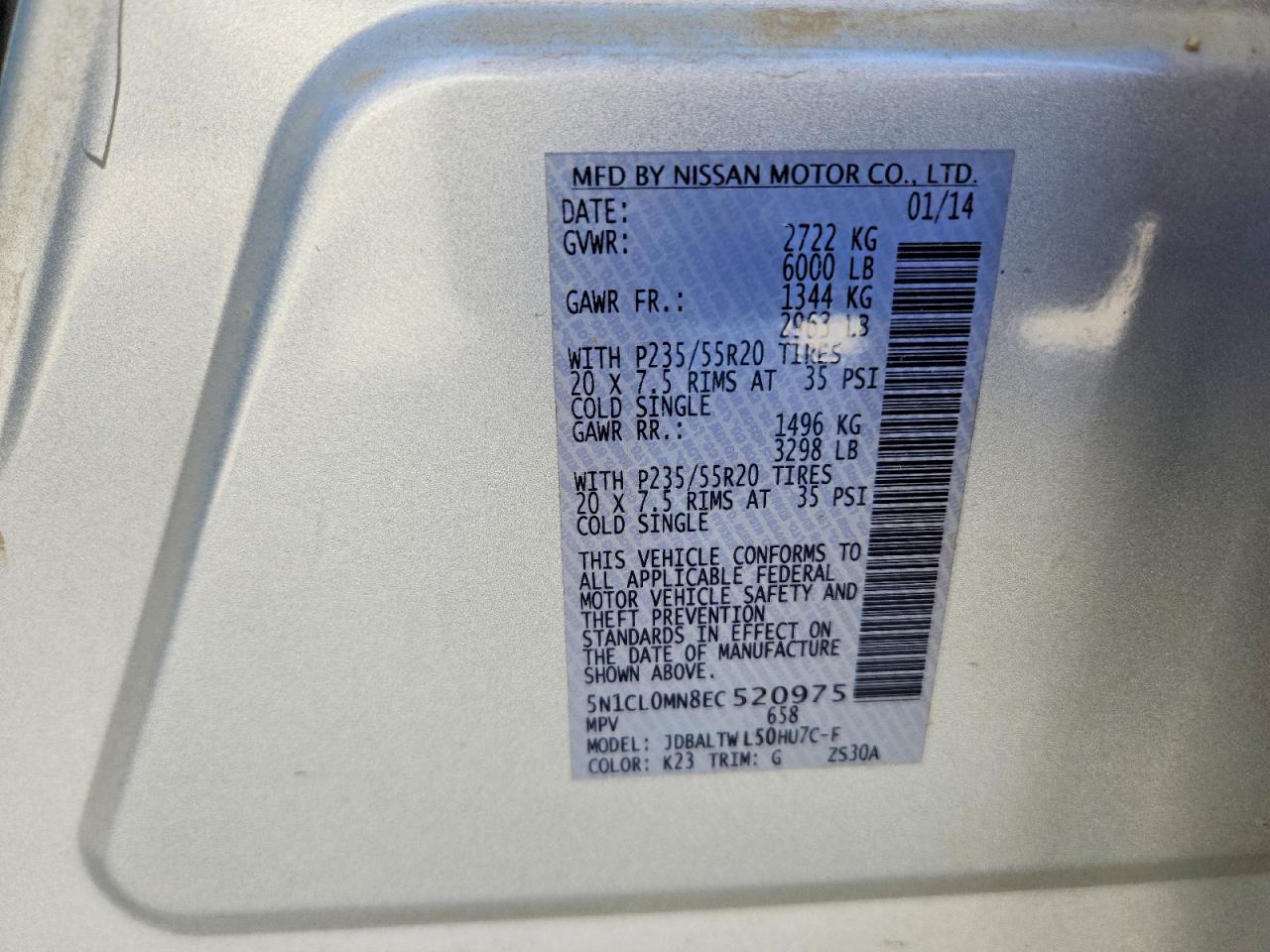 2014 Infiniti Qx60 Hybrid Silver vin: 5N1CL0MN8EC520975