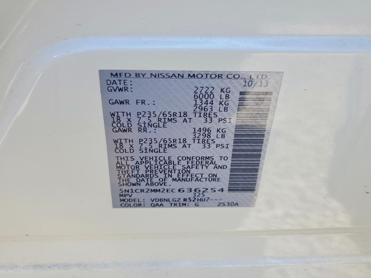 2014 Nissan Pathfinder Hybrid Sl White vin: 5N1CR2MM2EC636254