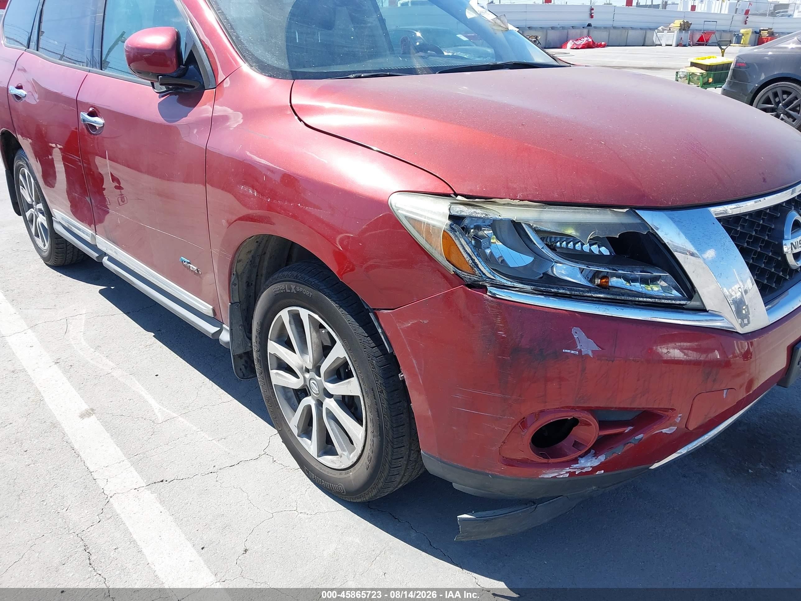2014 Nissan Pathfinder Hybrid Sl Red vin: 5N1CR2MN3EC649751