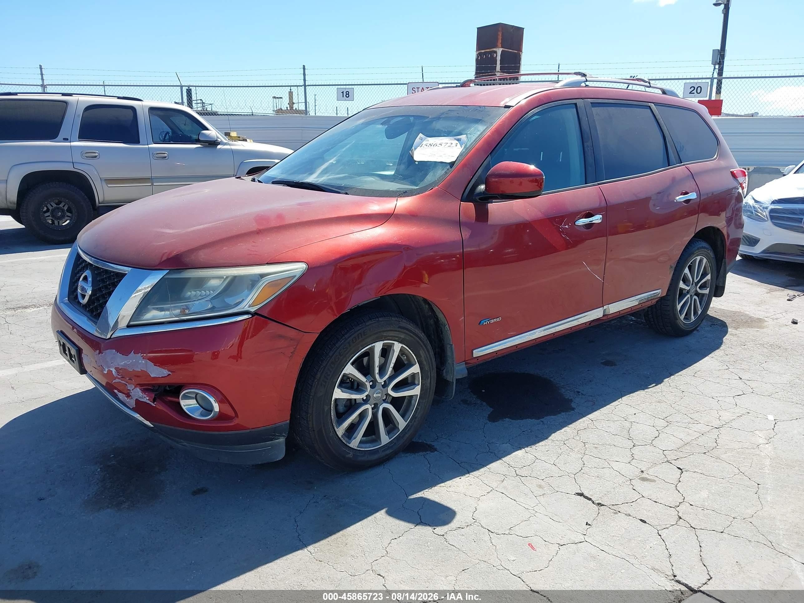 2014 Nissan Pathfinder Hybrid Sl Red vin: 5N1CR2MN3EC649751