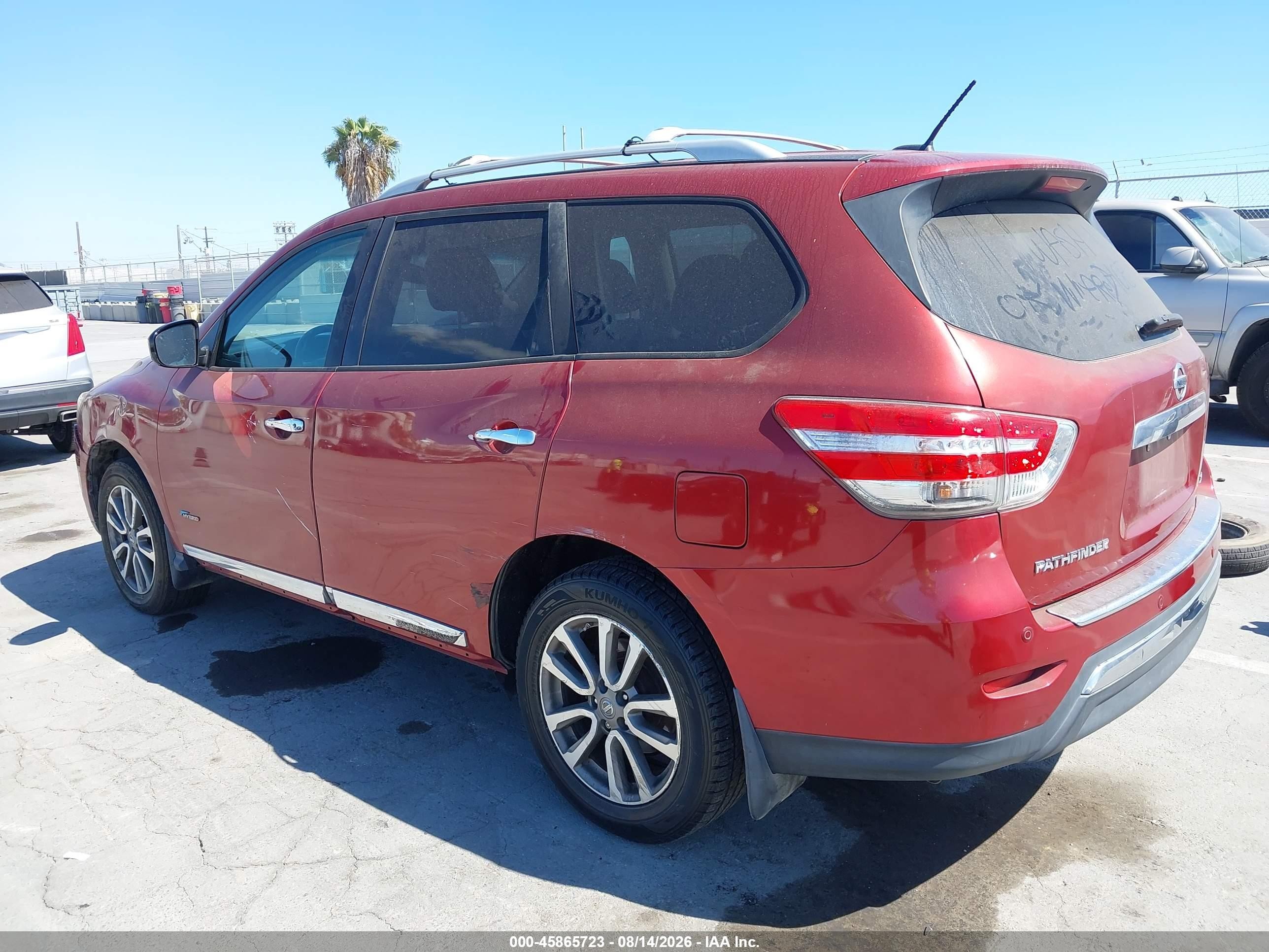 2014 Nissan Pathfinder Hybrid Sl Red vin: 5N1CR2MN3EC649751