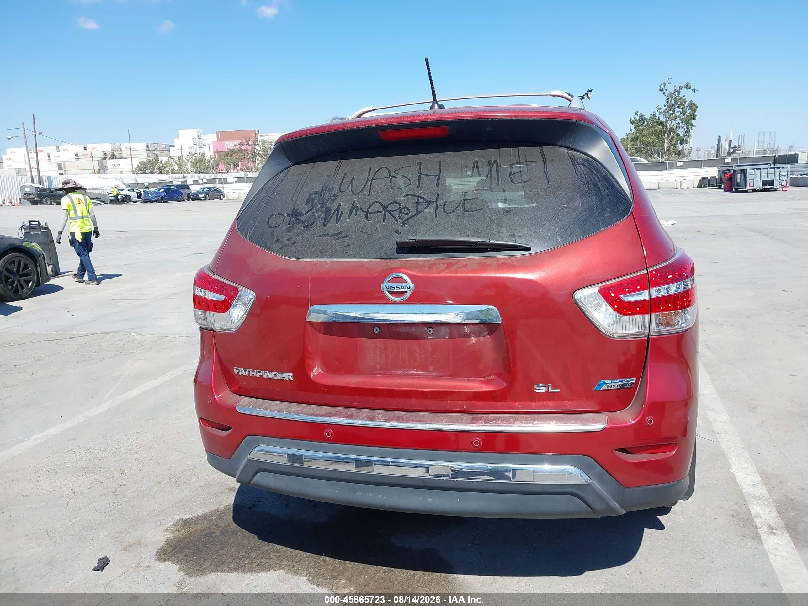 2014 Nissan Pathfinder Hybrid Sl Red vin: 5N1CR2MN3EC649751