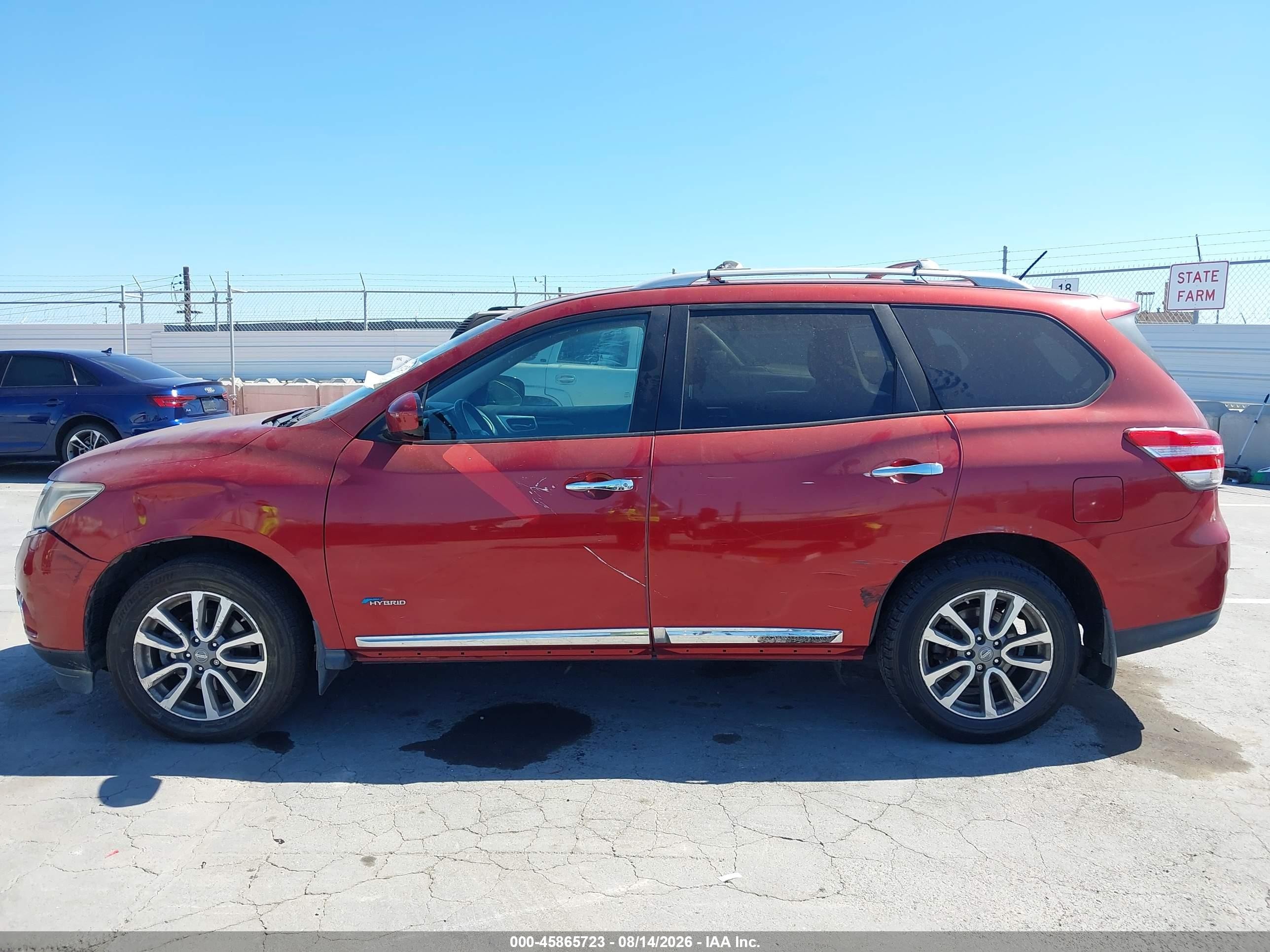 2014 Nissan Pathfinder Hybrid Sl Red vin: 5N1CR2MN3EC649751