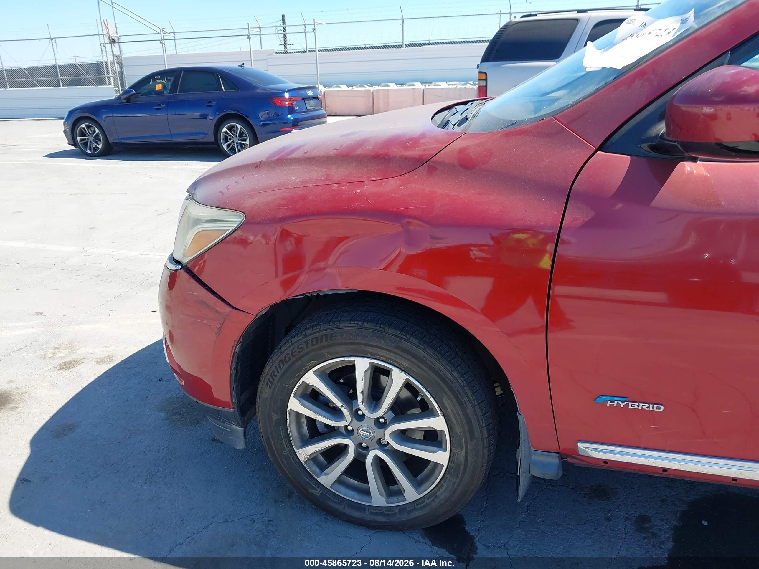 2014 Nissan Pathfinder Hybrid Sl Red vin: 5N1CR2MN3EC649751