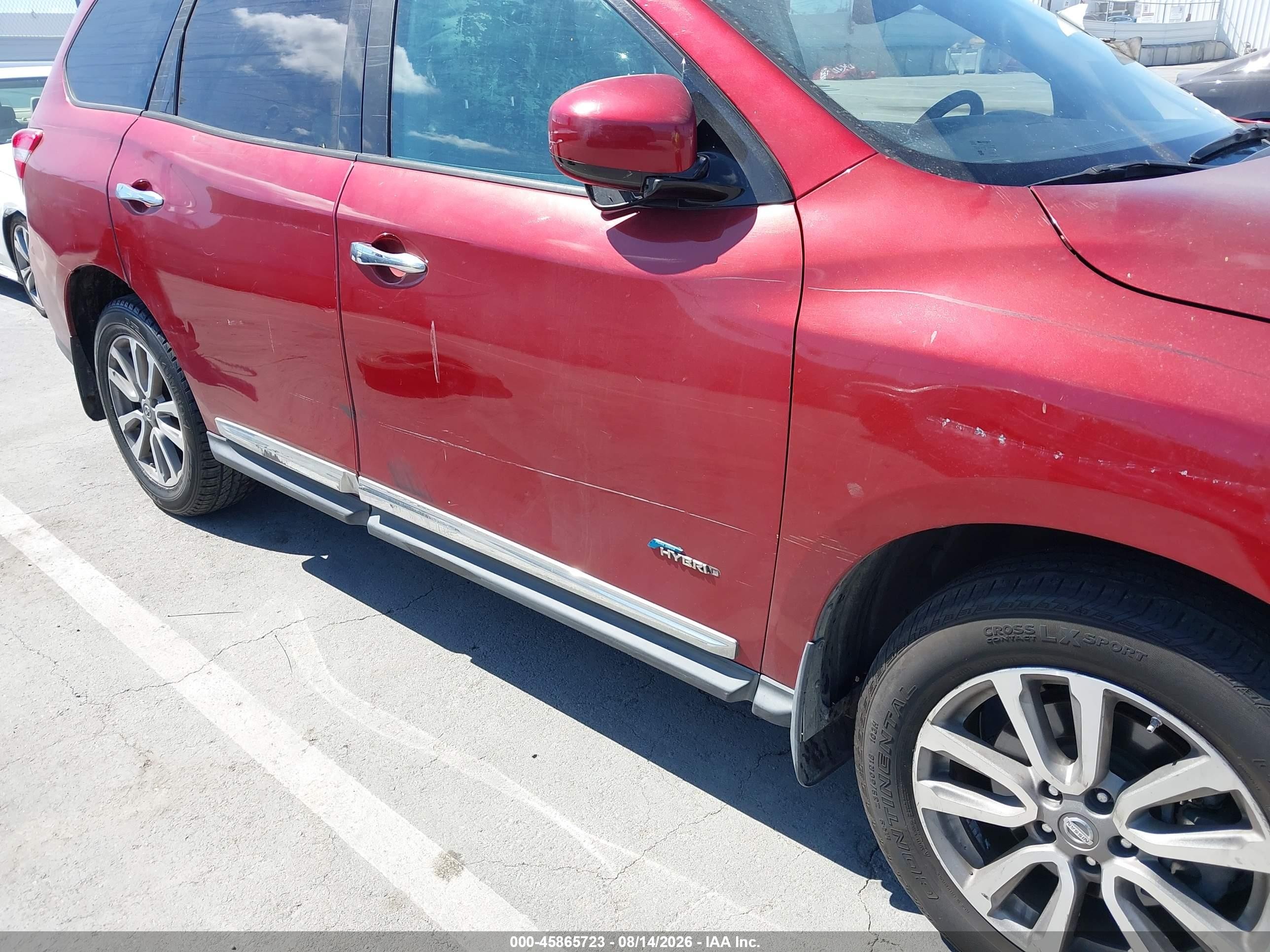 2014 Nissan Pathfinder Hybrid Sl Red vin: 5N1CR2MN3EC649751