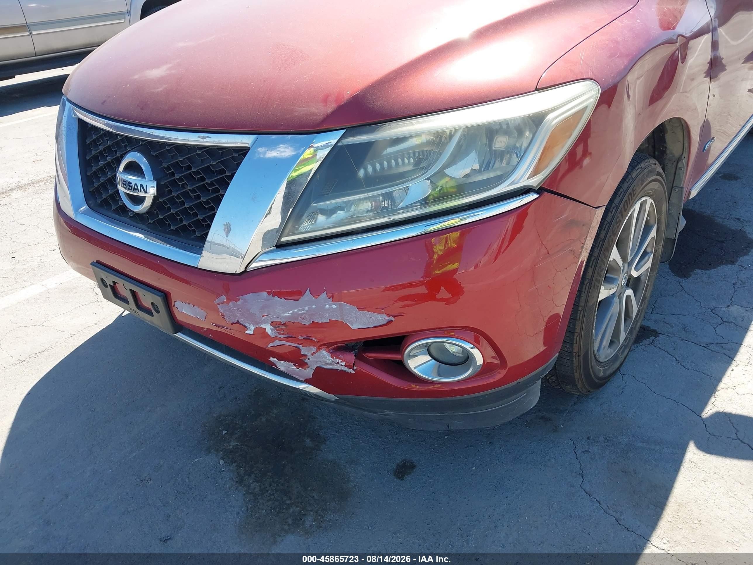 2014 Nissan Pathfinder Hybrid Sl Red vin: 5N1CR2MN3EC649751