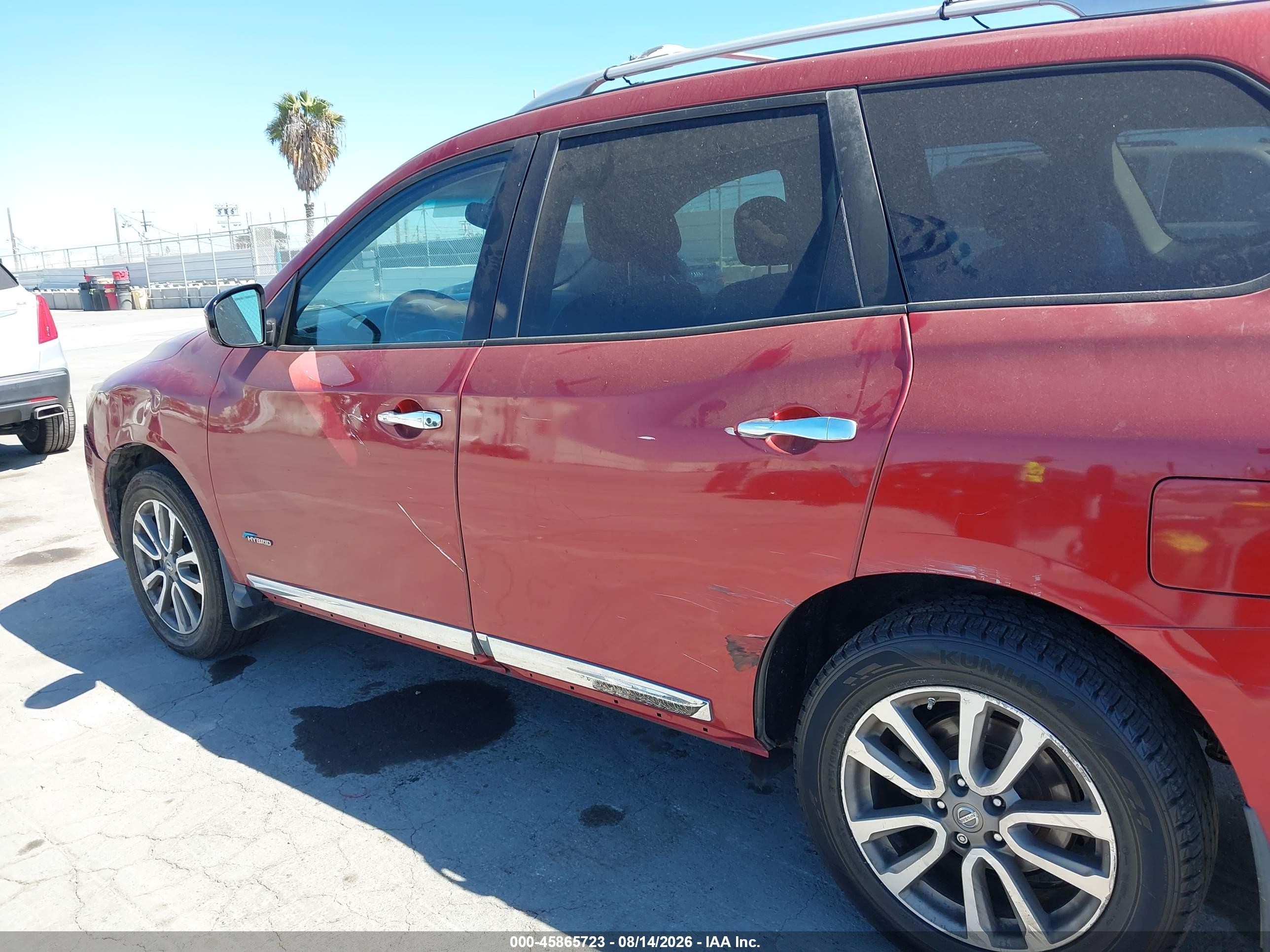 2014 Nissan Pathfinder Hybrid Sl Red vin: 5N1CR2MN3EC649751