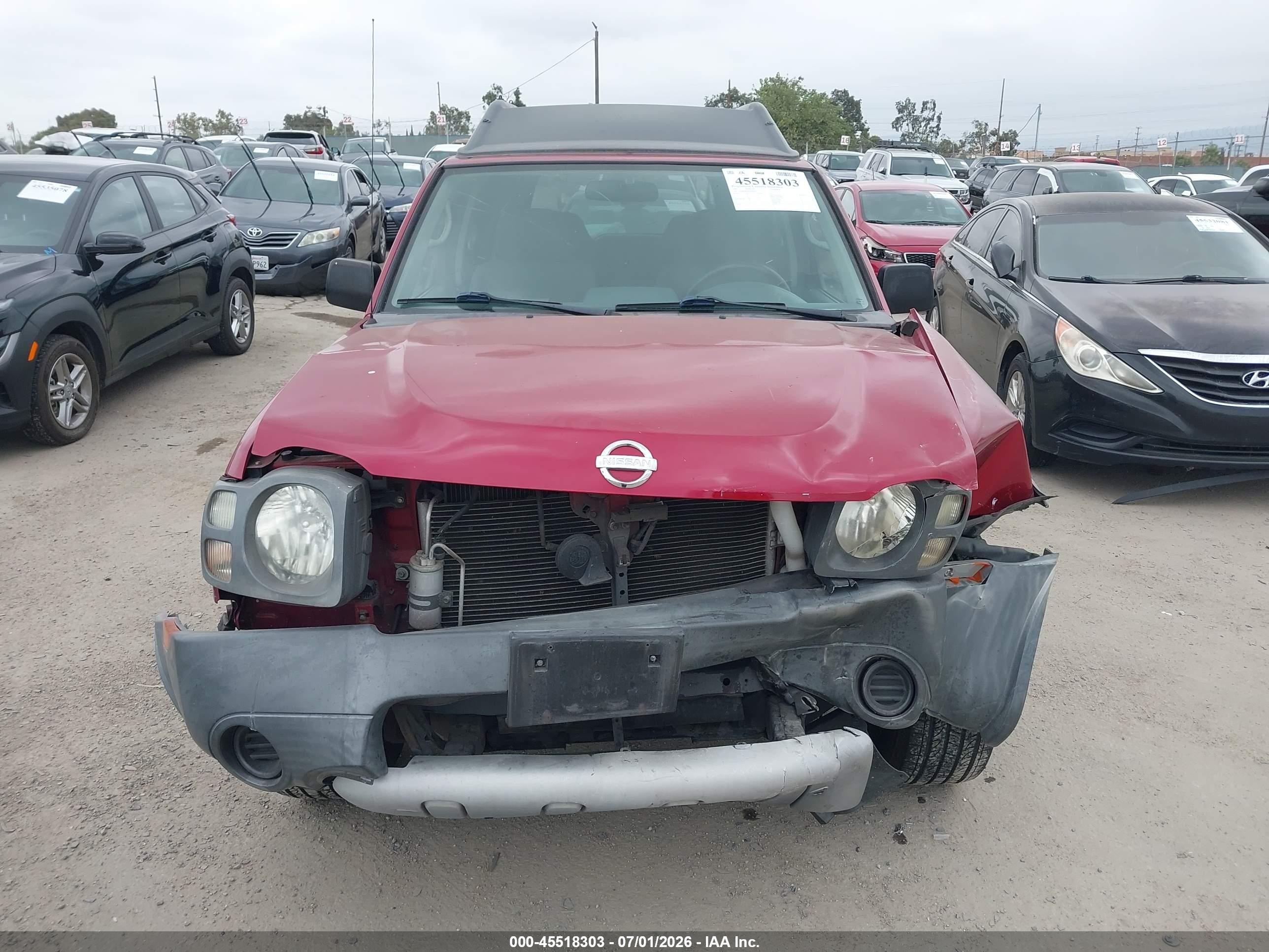 2002 Nissan Xterra Xe Red vin: 5N1DD28T82C584418