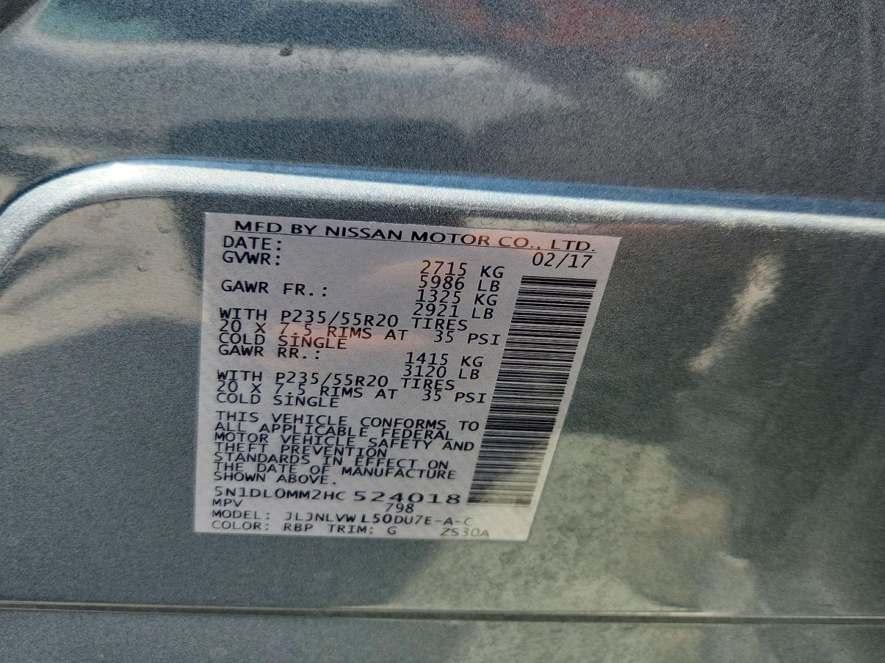 2017 Infiniti Qx60 Base Серый vin: 5N1DL0MM2HC524018