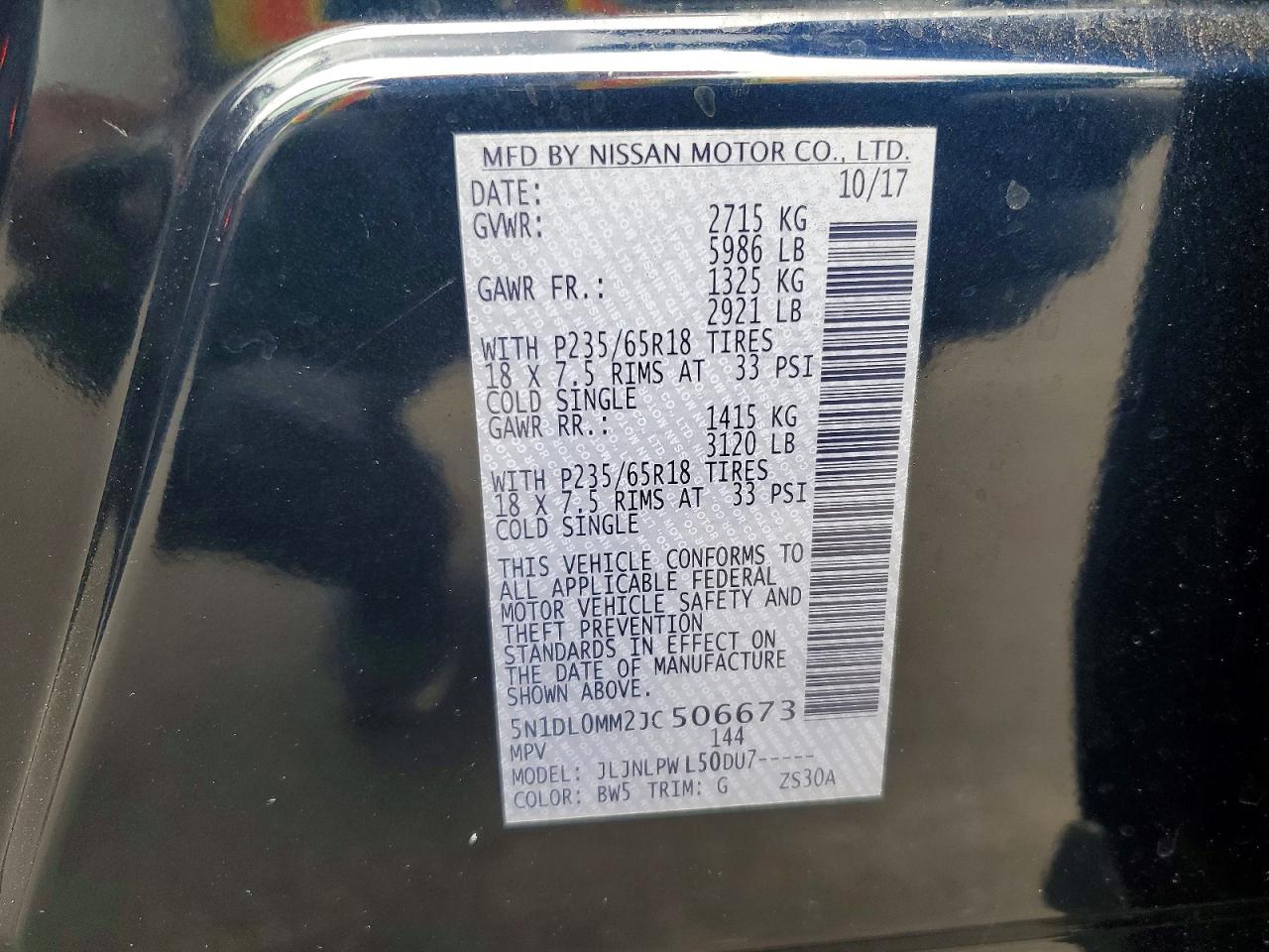 2018 Infiniti Qx60 Base Blue vin: 5N1DL0MM2JC506673