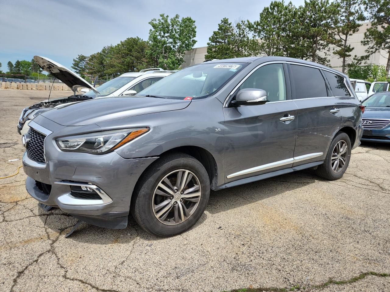 2018 Infiniti Qx60 Base Gray vin: 5N1DL0MM3JC531579 Damage: Left Front Fender, Dent(S) W/ Paint Dmg, > 12 Inches