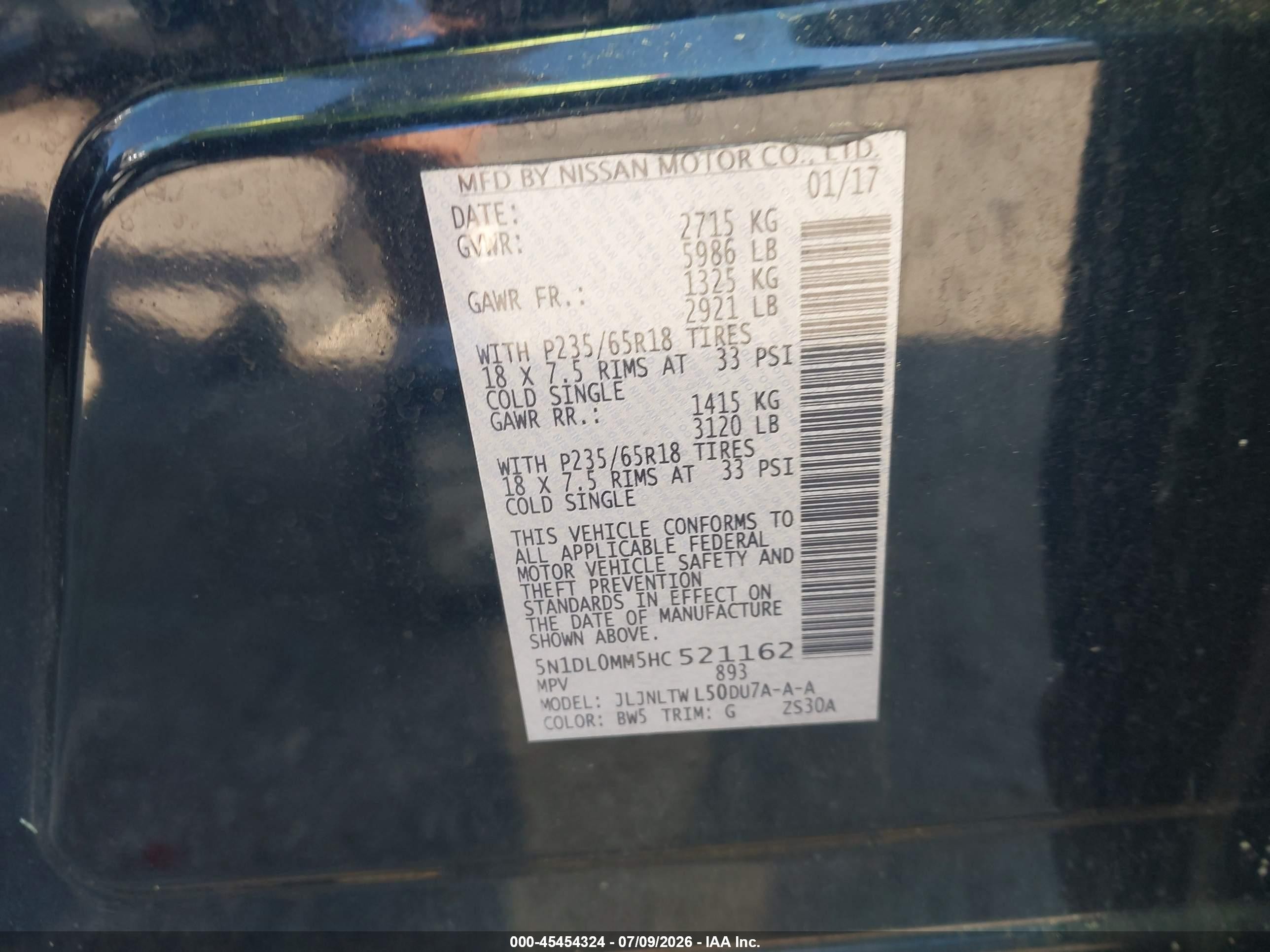 2017 Infiniti Qx60   Blue vin: 5N1DL0MM5HC521162