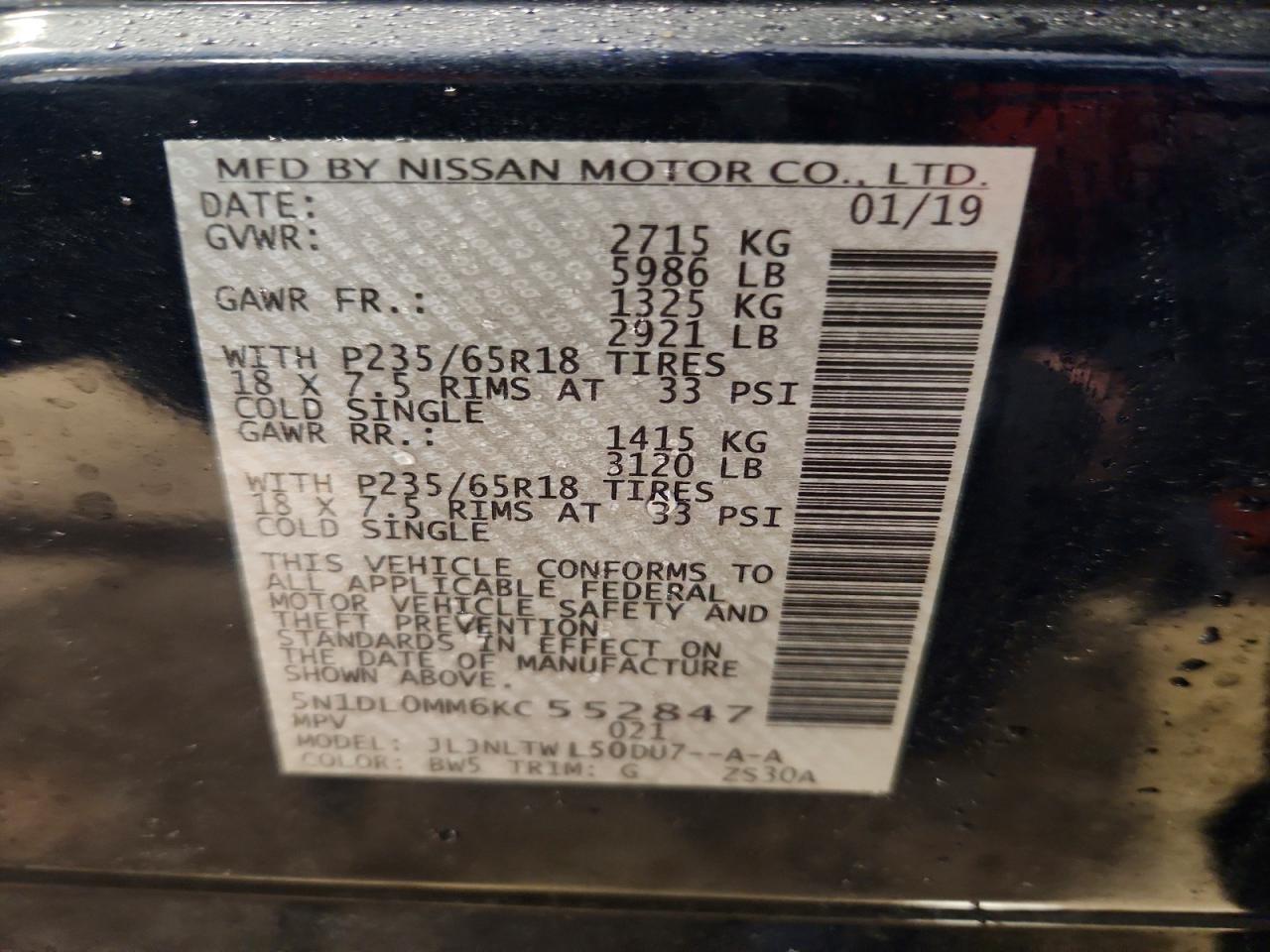2019 Infiniti Qx60 Luxe Blue vin: 5N1DL0MM6KC552847