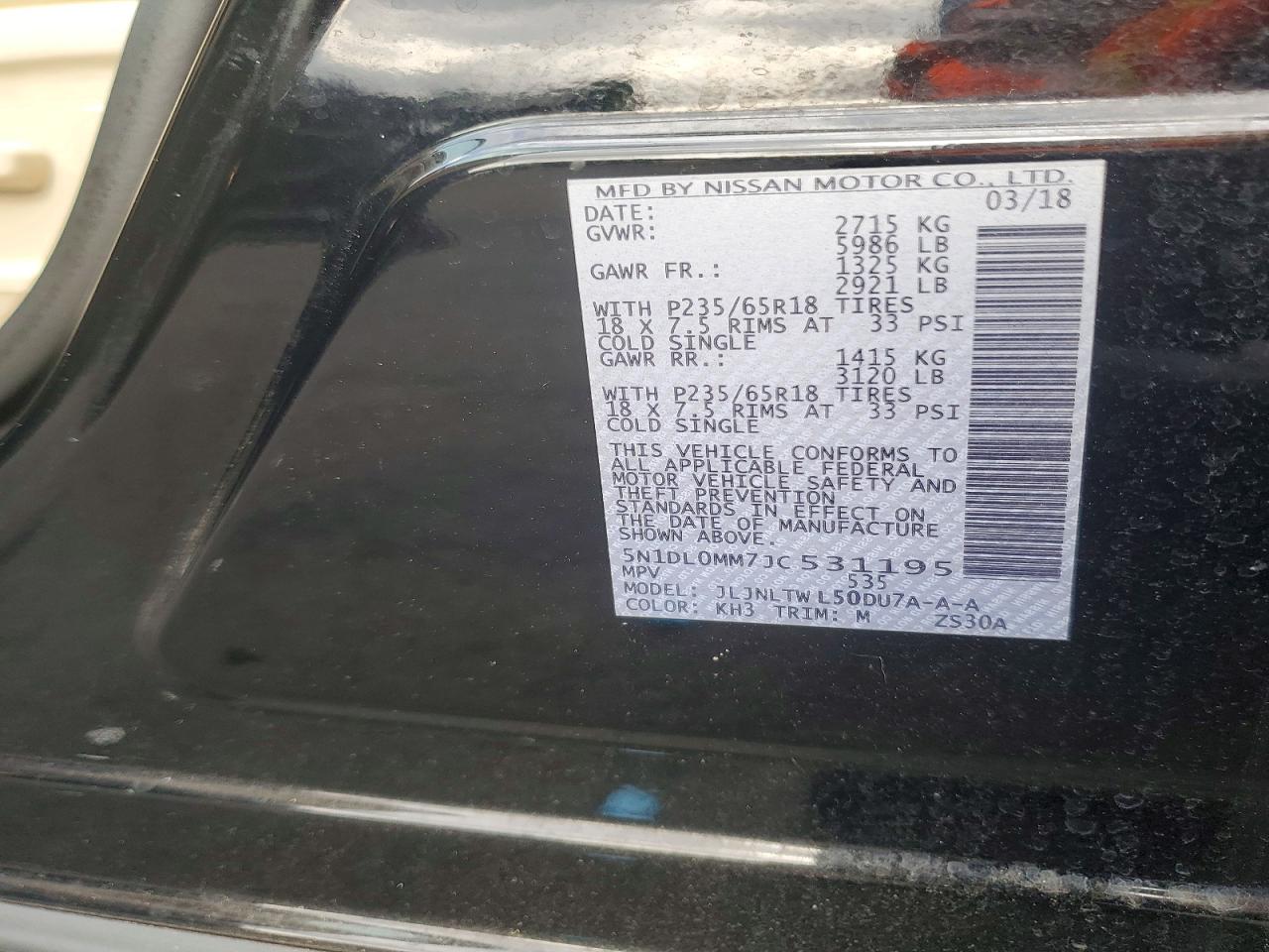 2018 Infiniti Qx60 Base Черный vin: 5N1DL0MM7JC531195