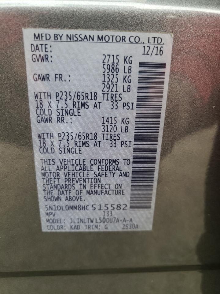 2017 Infiniti Qx60  Charcoal vin: 5N1DL0MM8HC515582