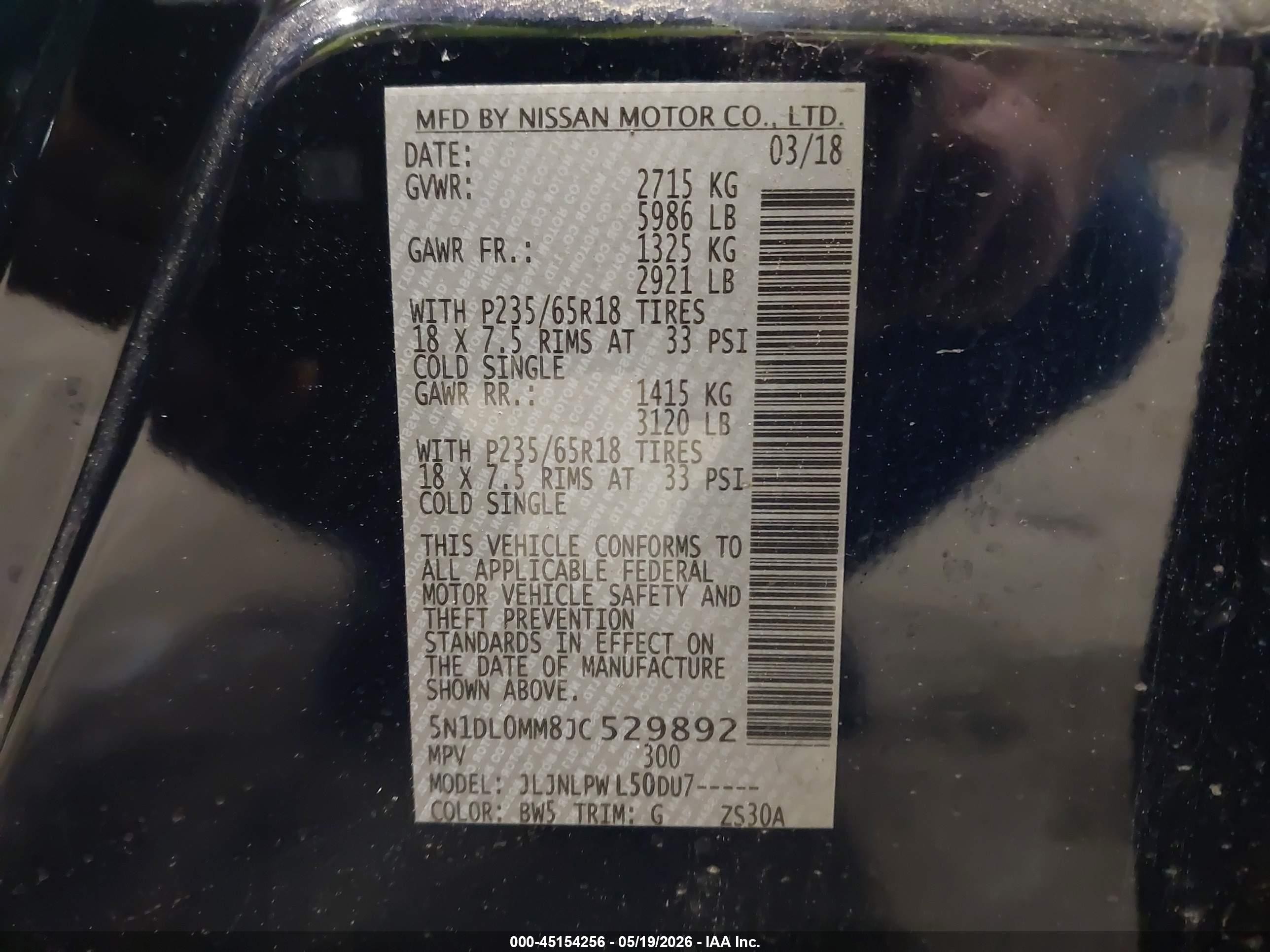 2018 Infiniti Qx60   Navy vin: 5N1DL0MM8JC529892