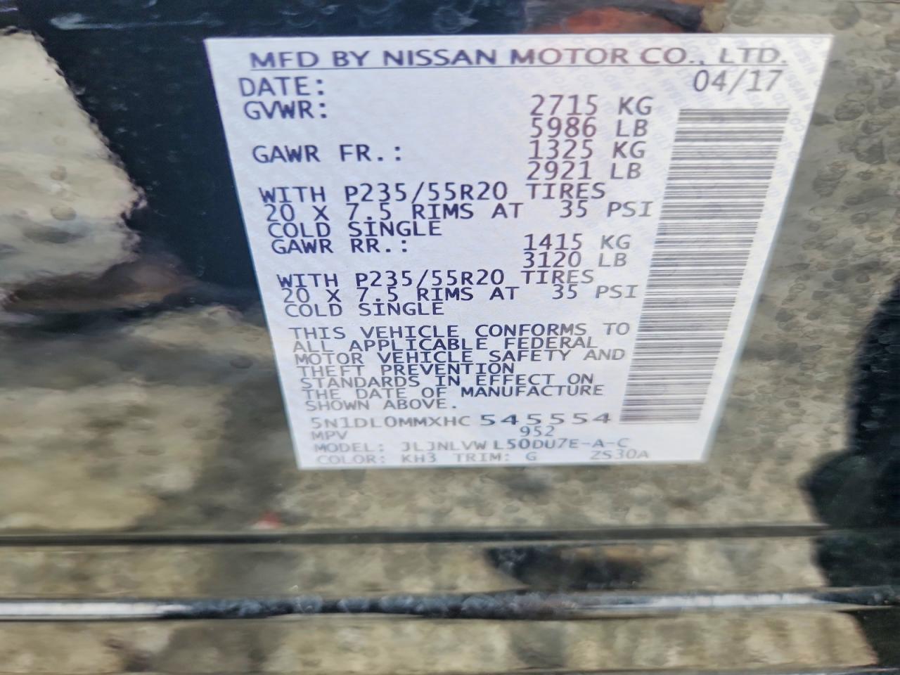 2017 Infiniti Qx60 Base Black vin: 5N1DL0MMXHC545554