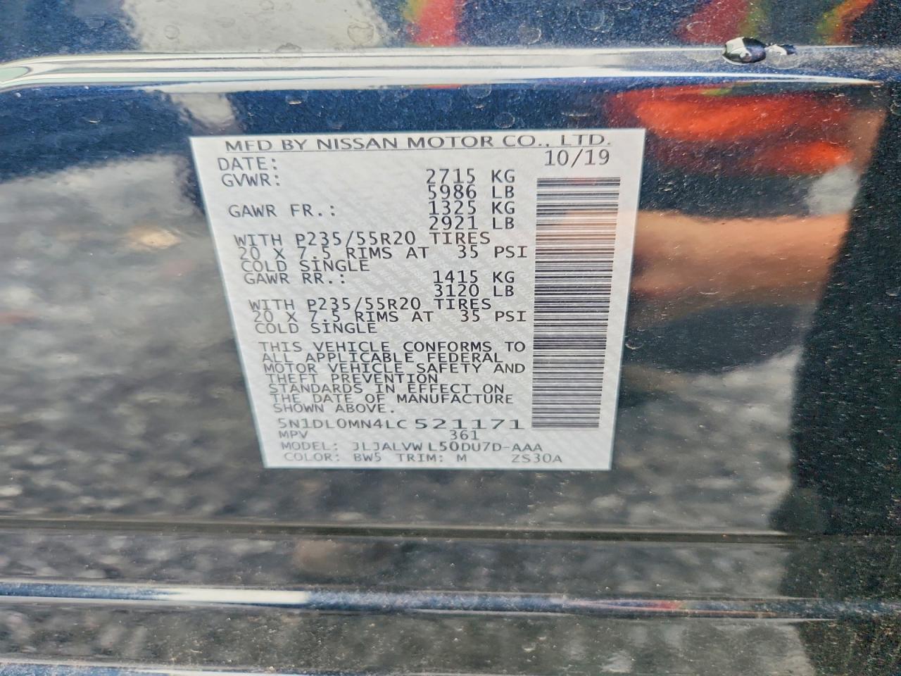 2020 Infiniti Qx60 Luxe Blue vin: 5N1DL0MN4LC521171
