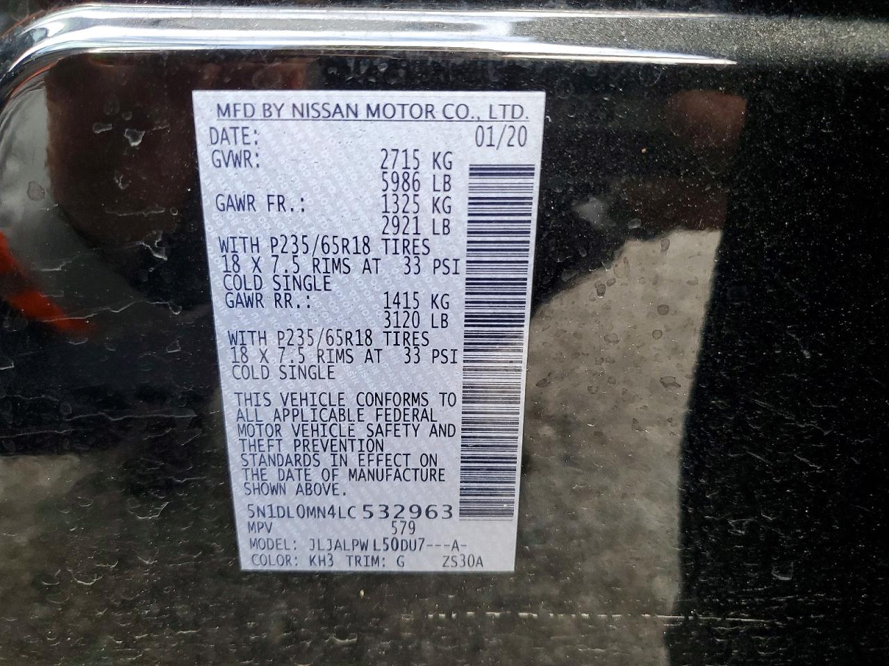 2020 Infiniti Qx60 Pure Black vin: 5N1DL0MN4LC532963