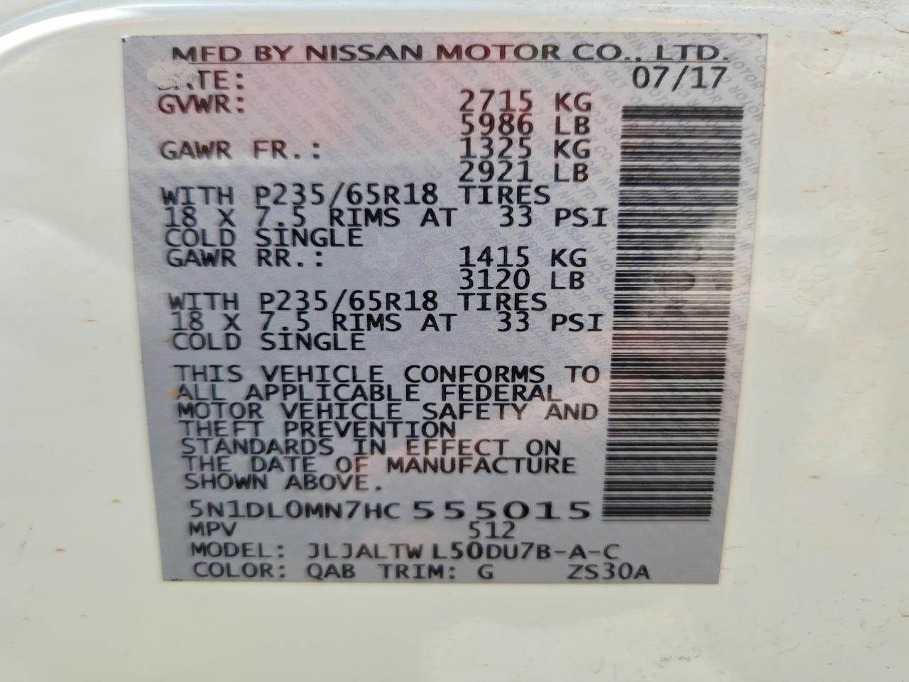 2017 Infiniti Qx60 Base White vin: 5N1DL0MN7HC555015
