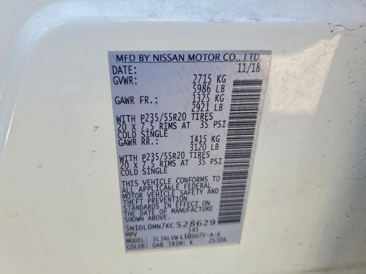 2019 Infiniti Qx60 Luxe White vin: 5N1DL0MN7KC528629