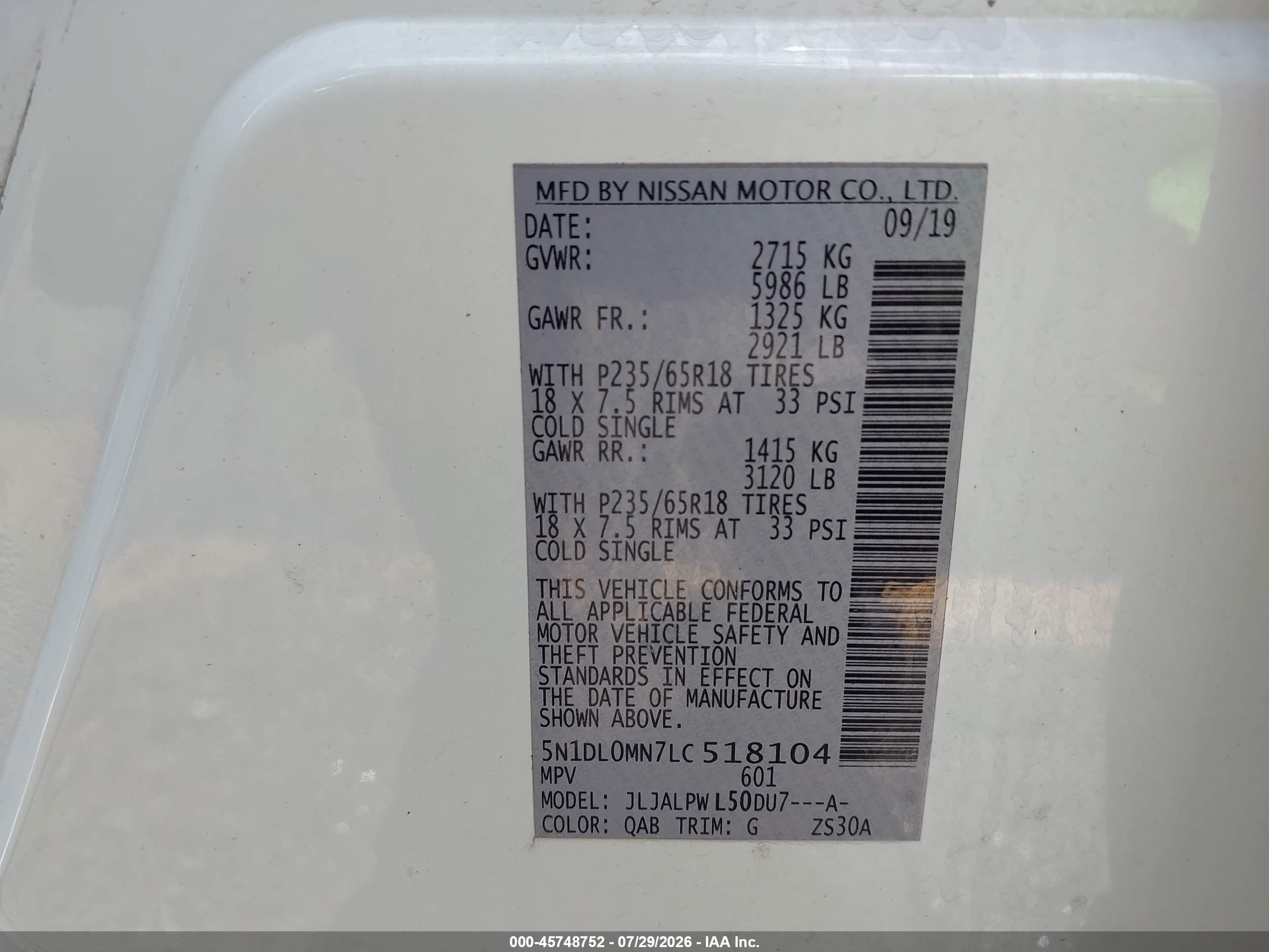 2020 Infiniti Qx60 Pure White vin: 5N1DL0MN7LC518104