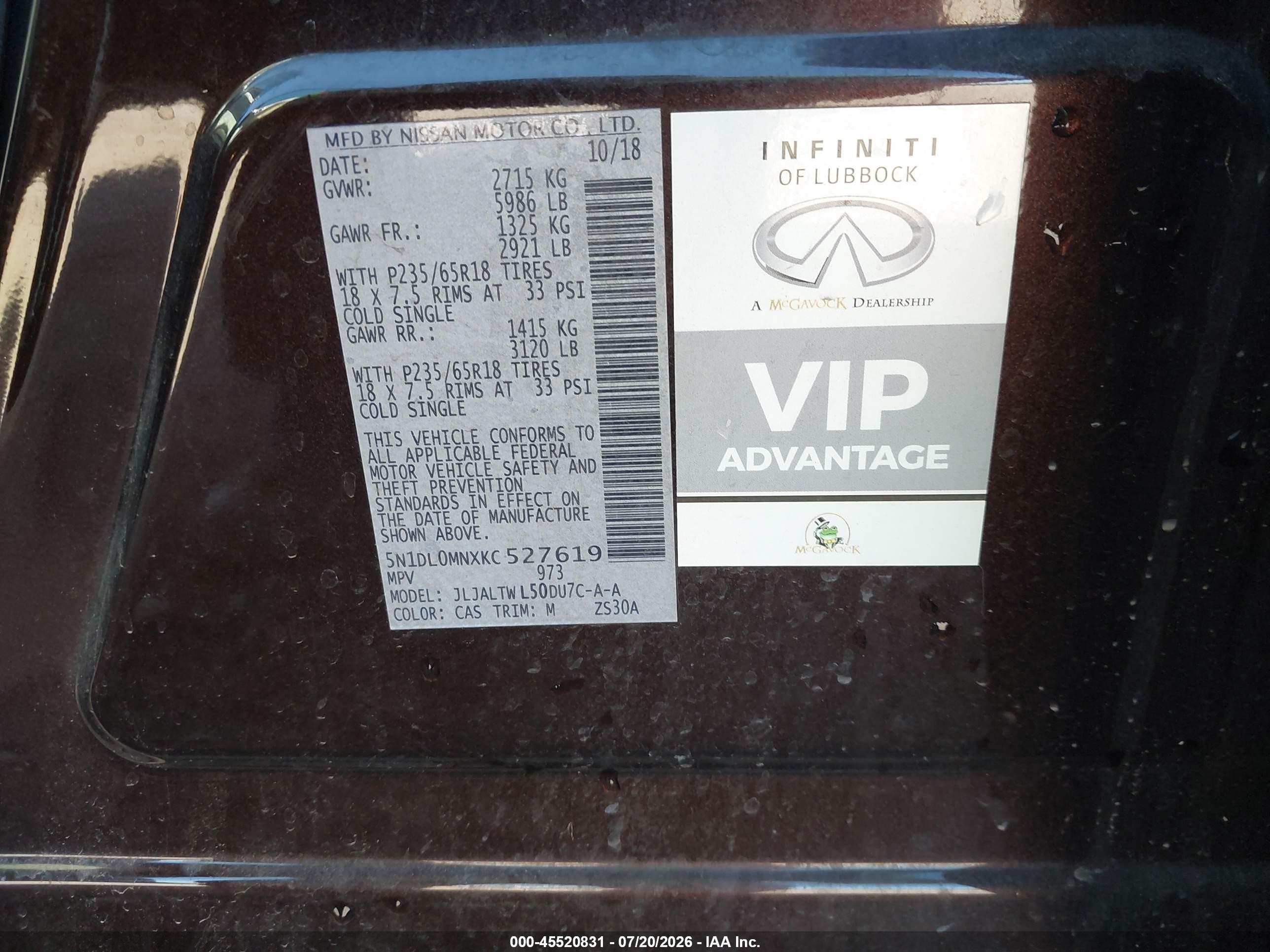 2019 Infiniti Qx60 Luxe Brown vin: 5N1DL0MNXKC527619